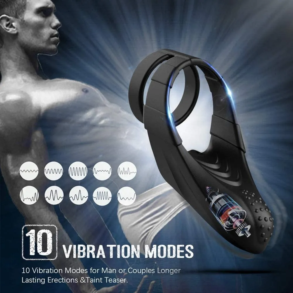 10 Vibration Modes Double Circles with Taint Teaser Cock Ring