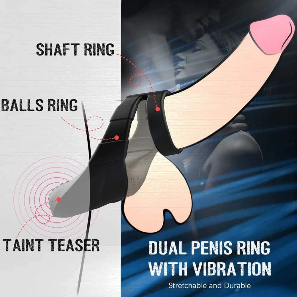 10 Vibration Modes Double Circles with Taint Teaser Cock Ring