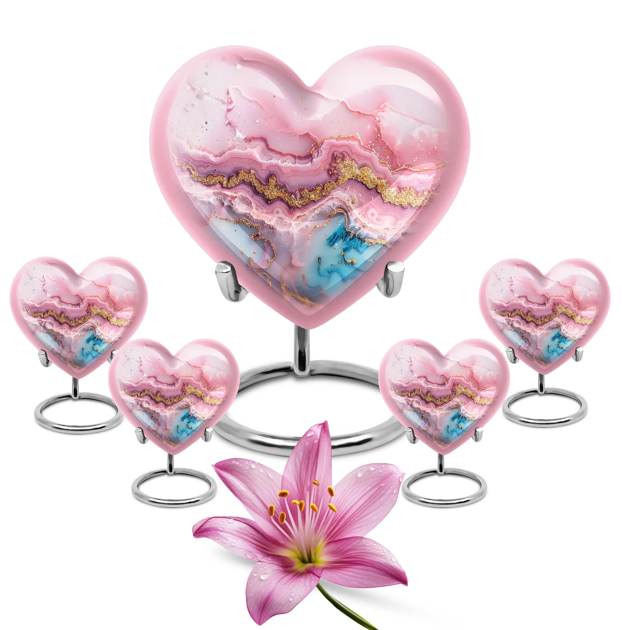 Abstract-Love: Heart-shaped Memorial Abstract Urn For Ashes