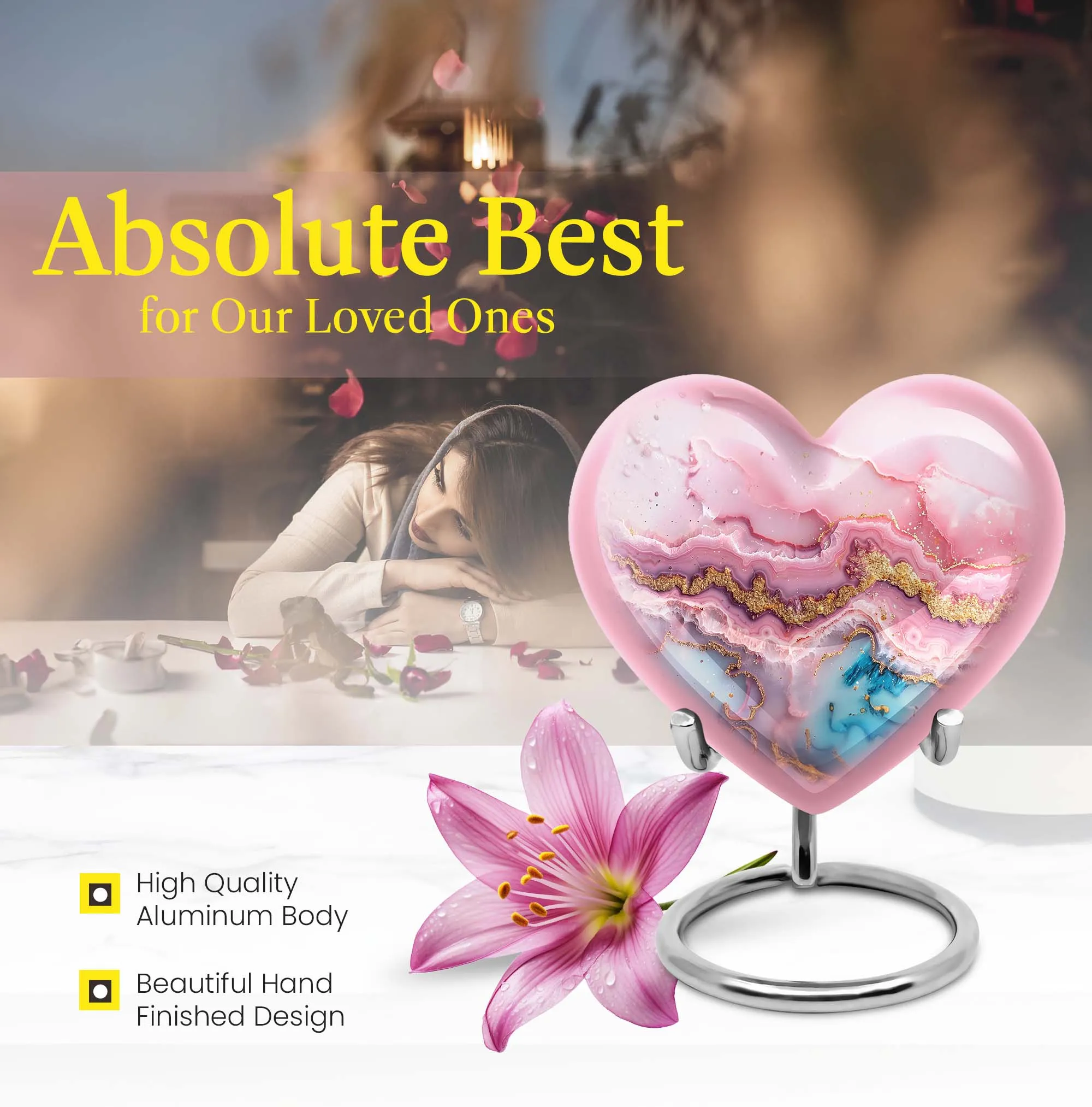 Abstract-Love: Heart-shaped Memorial Abstract Urn For Ashes