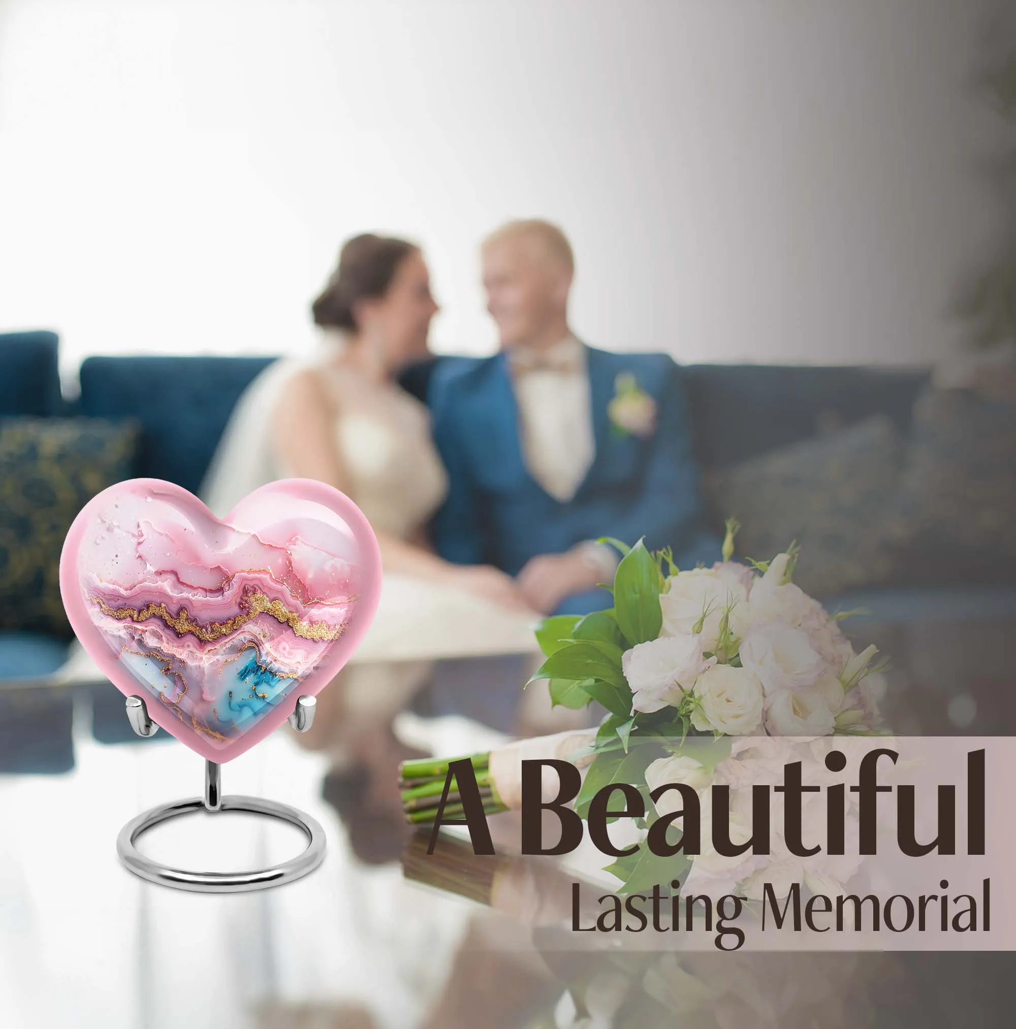 Abstract-Love: Heart-shaped Memorial Abstract Urn For Ashes