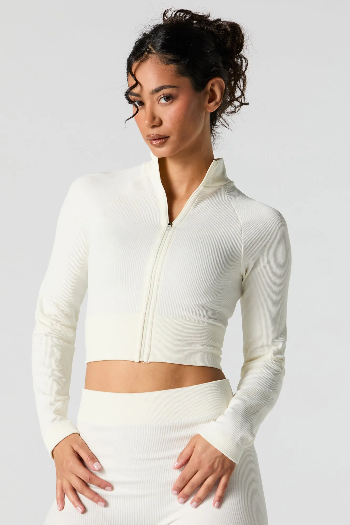 Active Seamless Ribbed Zip-Up Top
