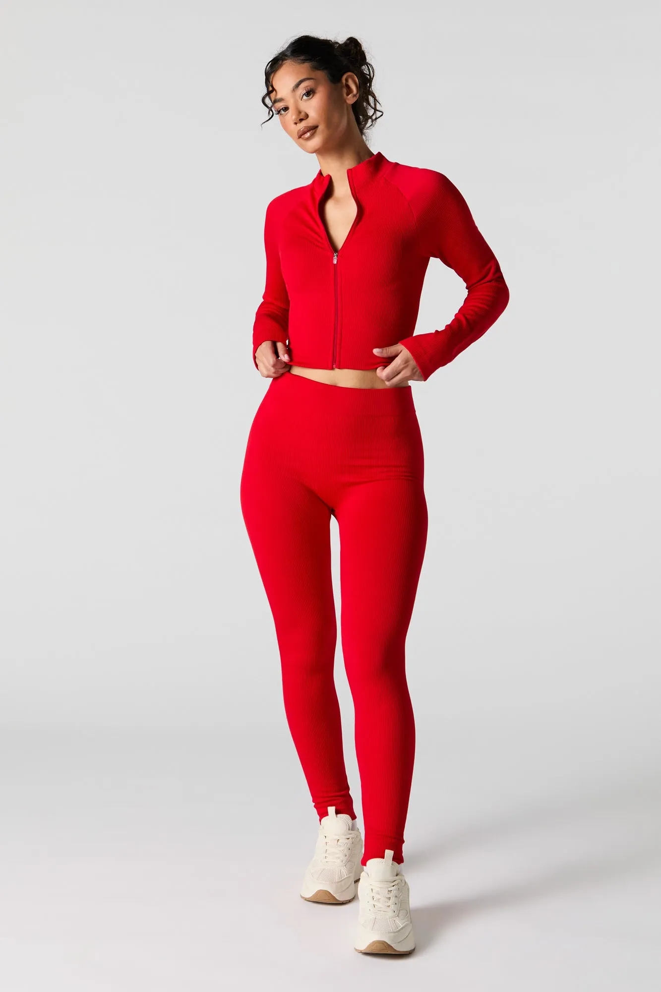 Active Seamless Ribbed Zip-Up Top