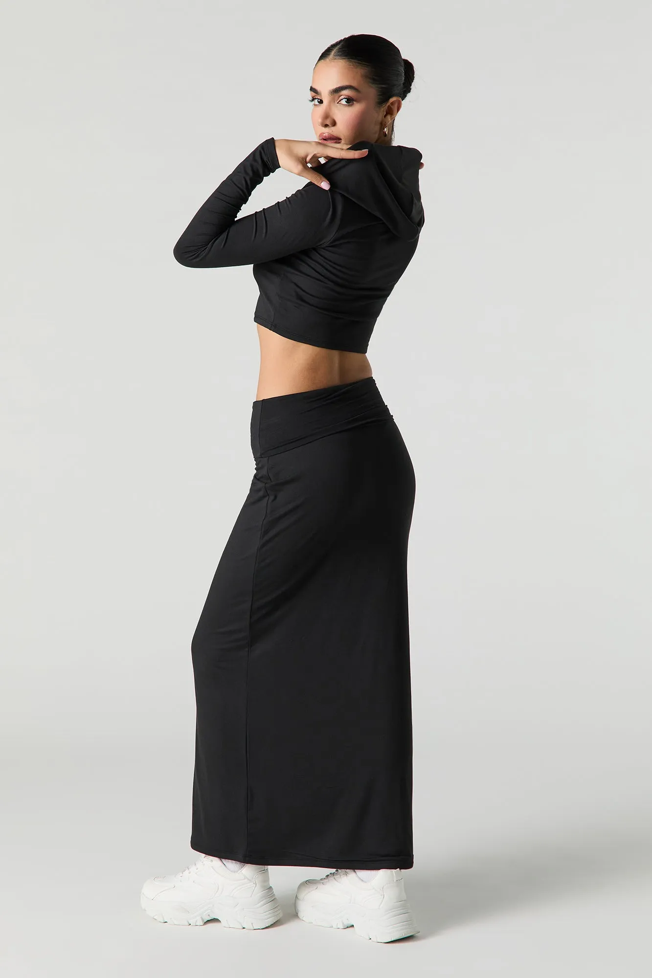 Active Soft Foldover Waist Maxi Skirt