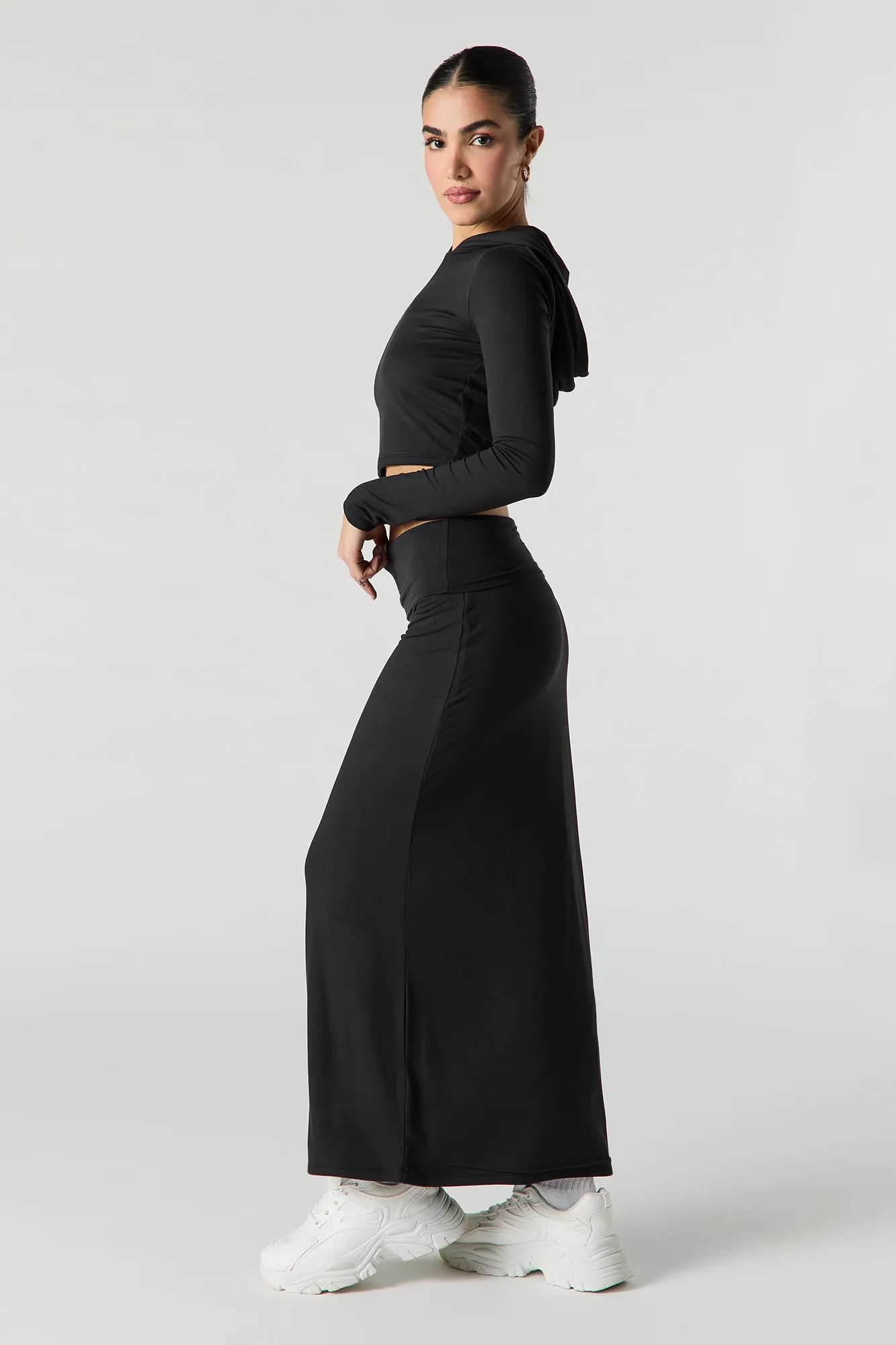 Active Soft Foldover Waist Maxi Skirt