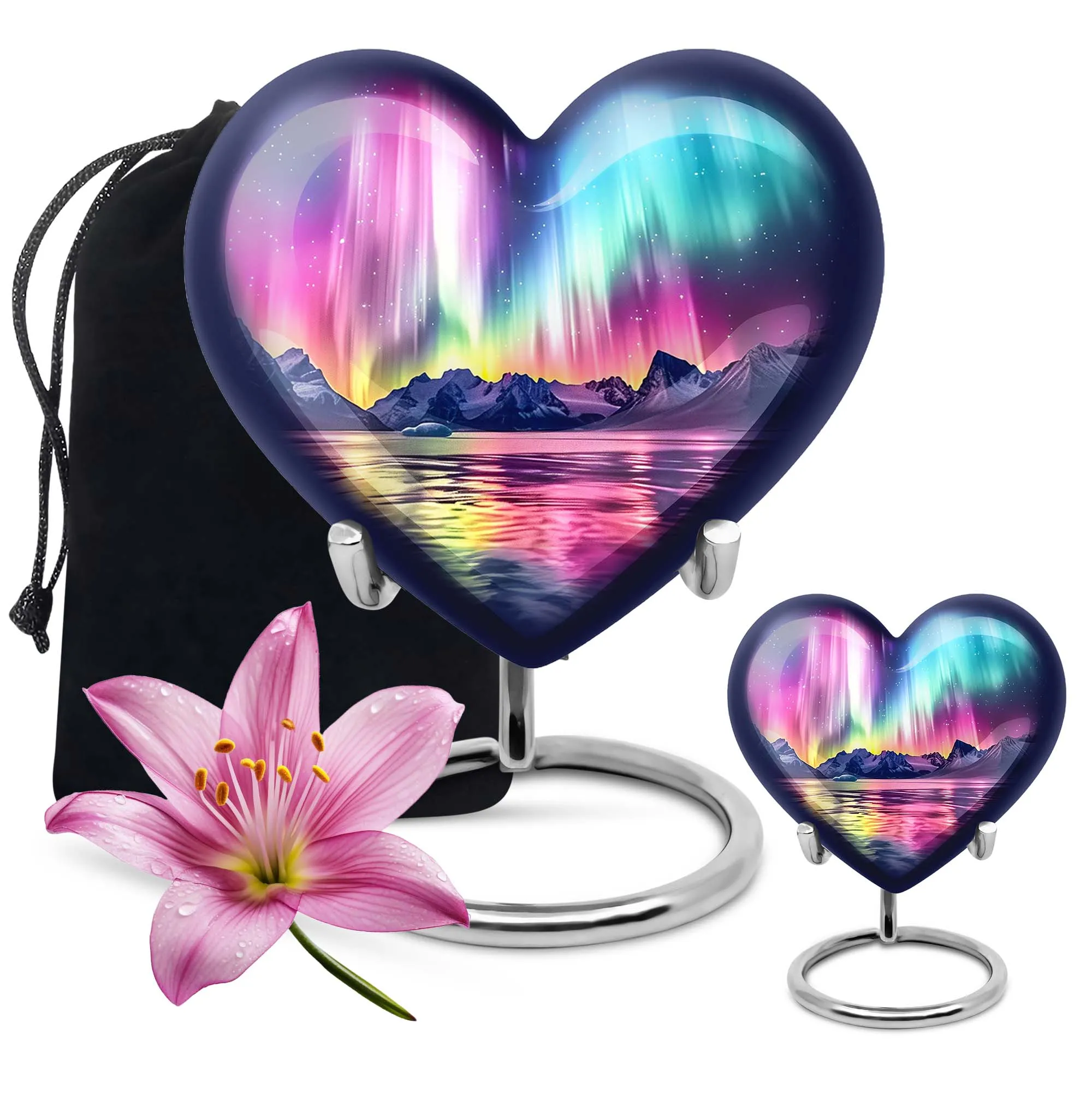 Aurora Borealis Love Eternity - Heart Cremation Urn for Ashes