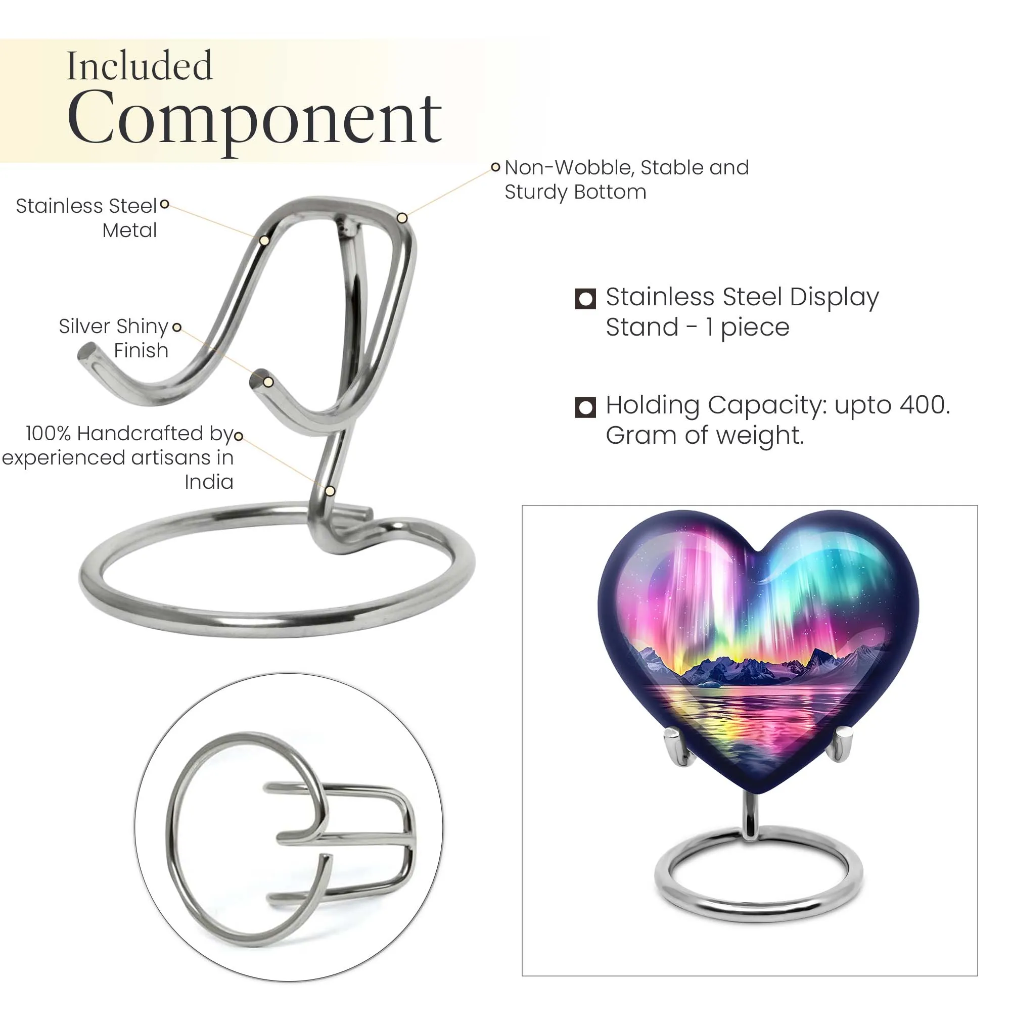 Aurora Borealis Love Eternity - Heart Cremation Urn for Ashes