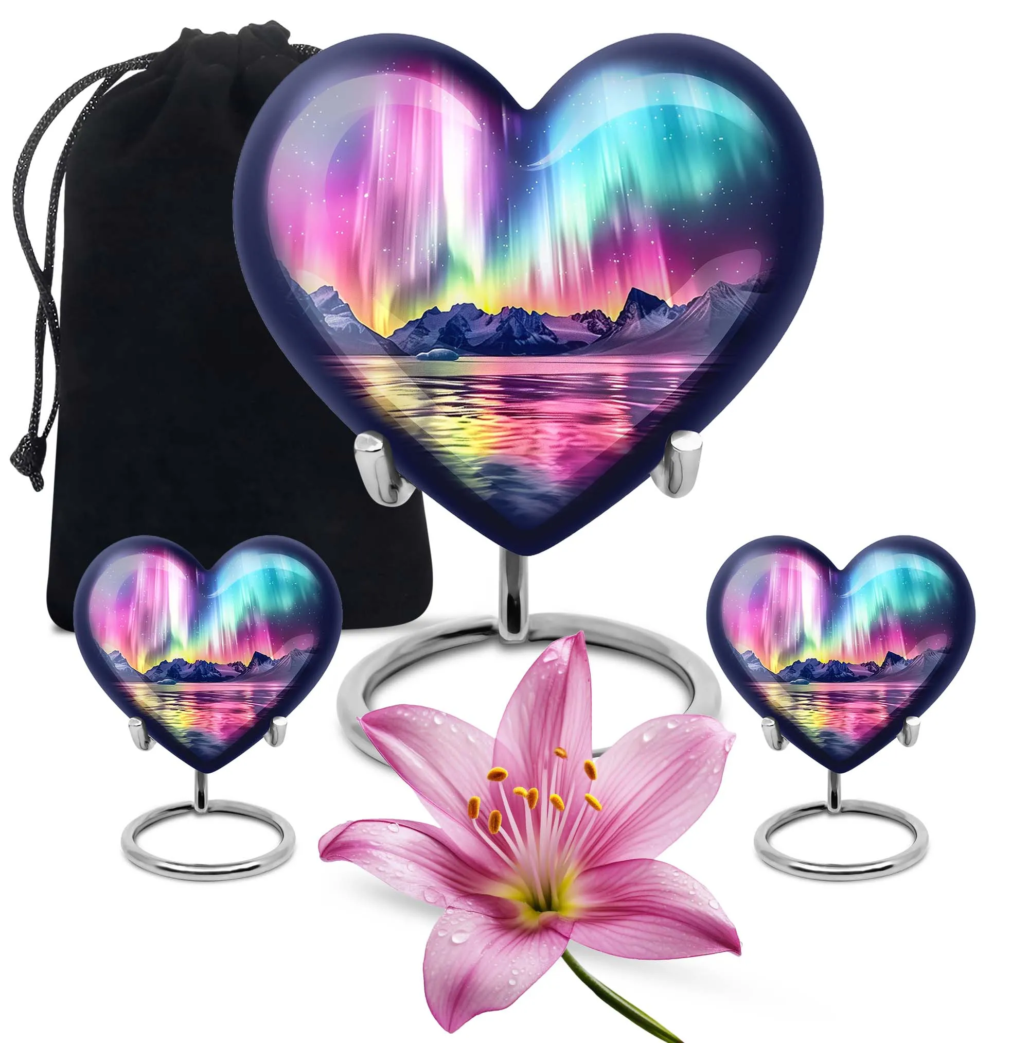 Aurora Borealis Love Eternity - Heart Cremation Urn for Ashes