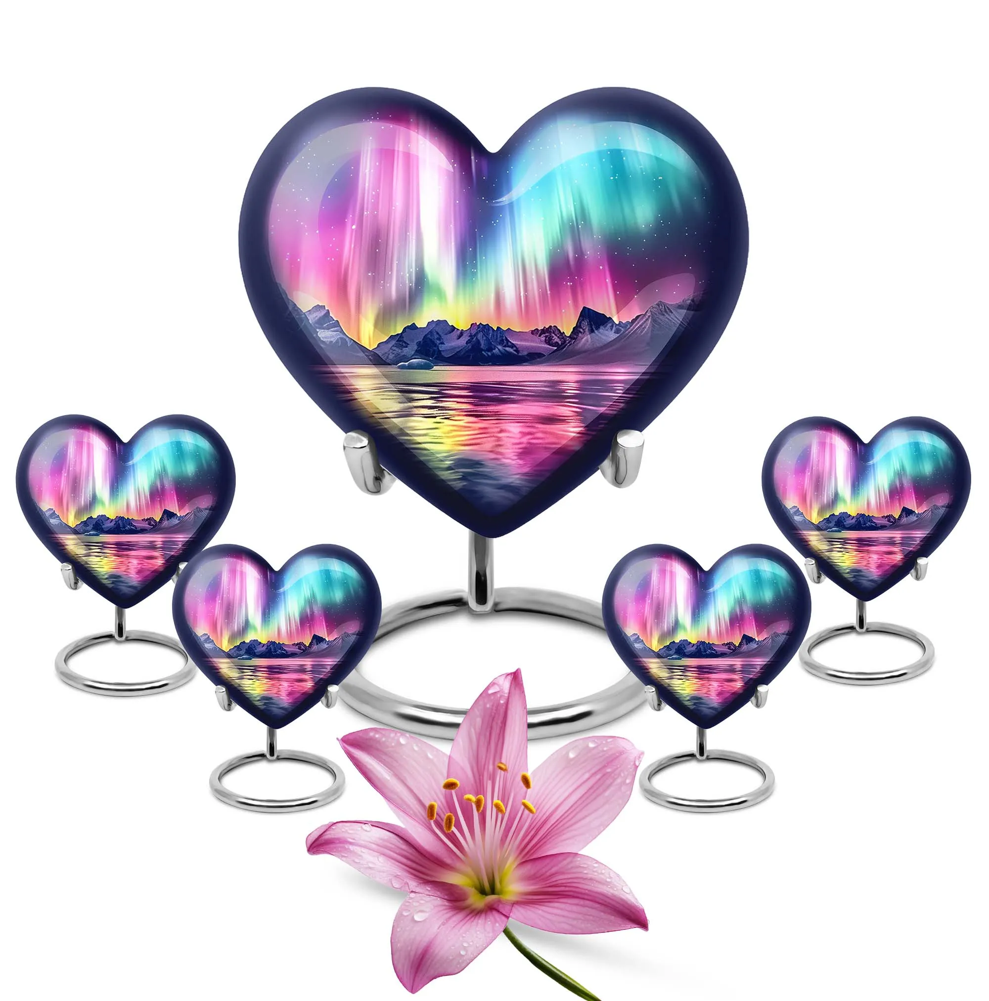 Aurora Borealis Love Eternity - Heart Cremation Urn for Ashes