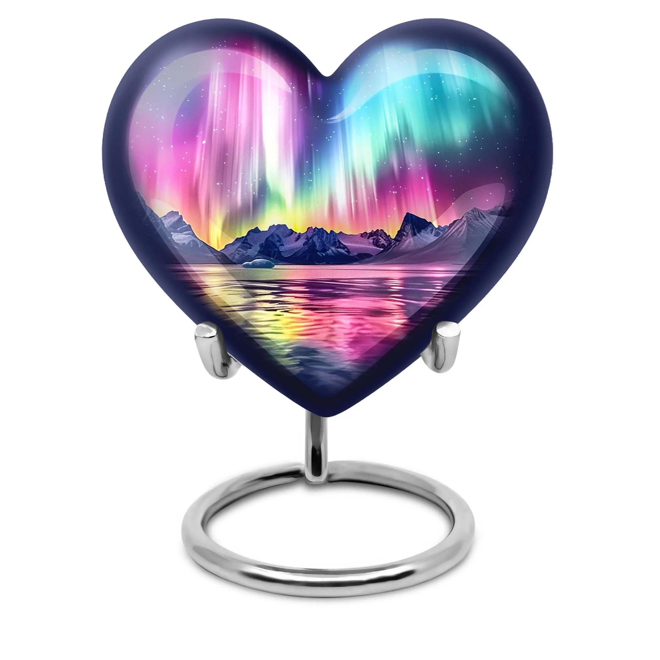 Aurora Borealis Love Eternity - Heart Cremation Urn for Ashes