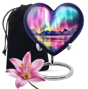 Aurora Borealis Love Eternity - Heart Cremation Urn for Ashes