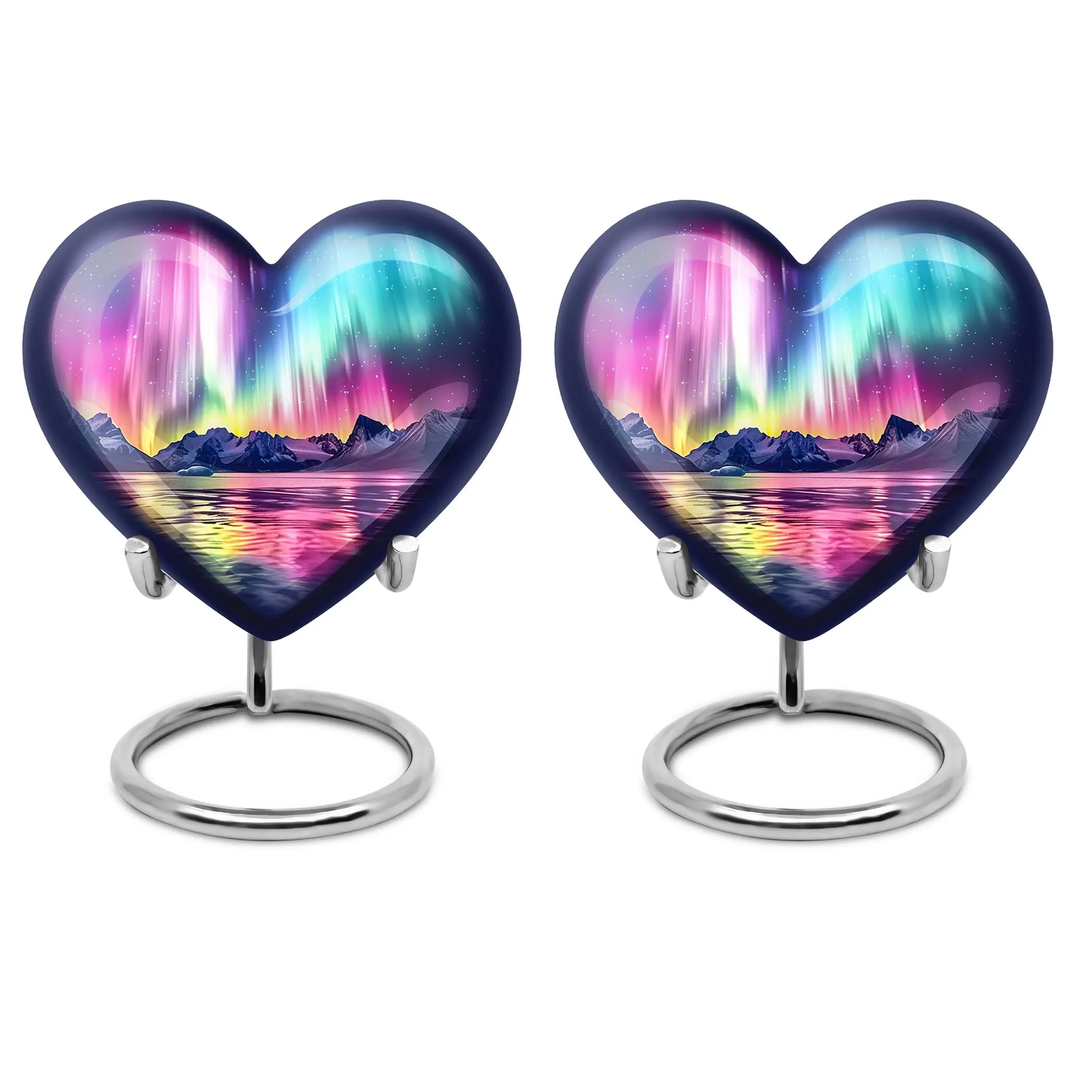 Aurora Borealis Love Eternity - Heart Cremation Urn for Ashes