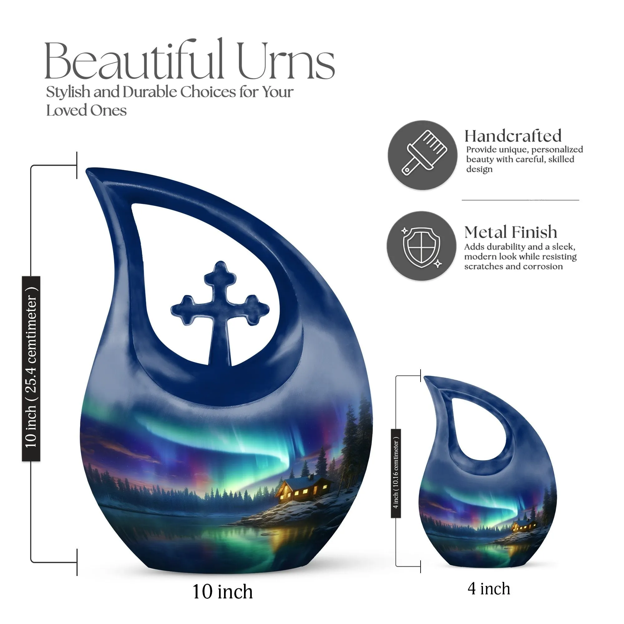 Aurora Urn: Elegant Cross Drop Design Urn for Adult Burials