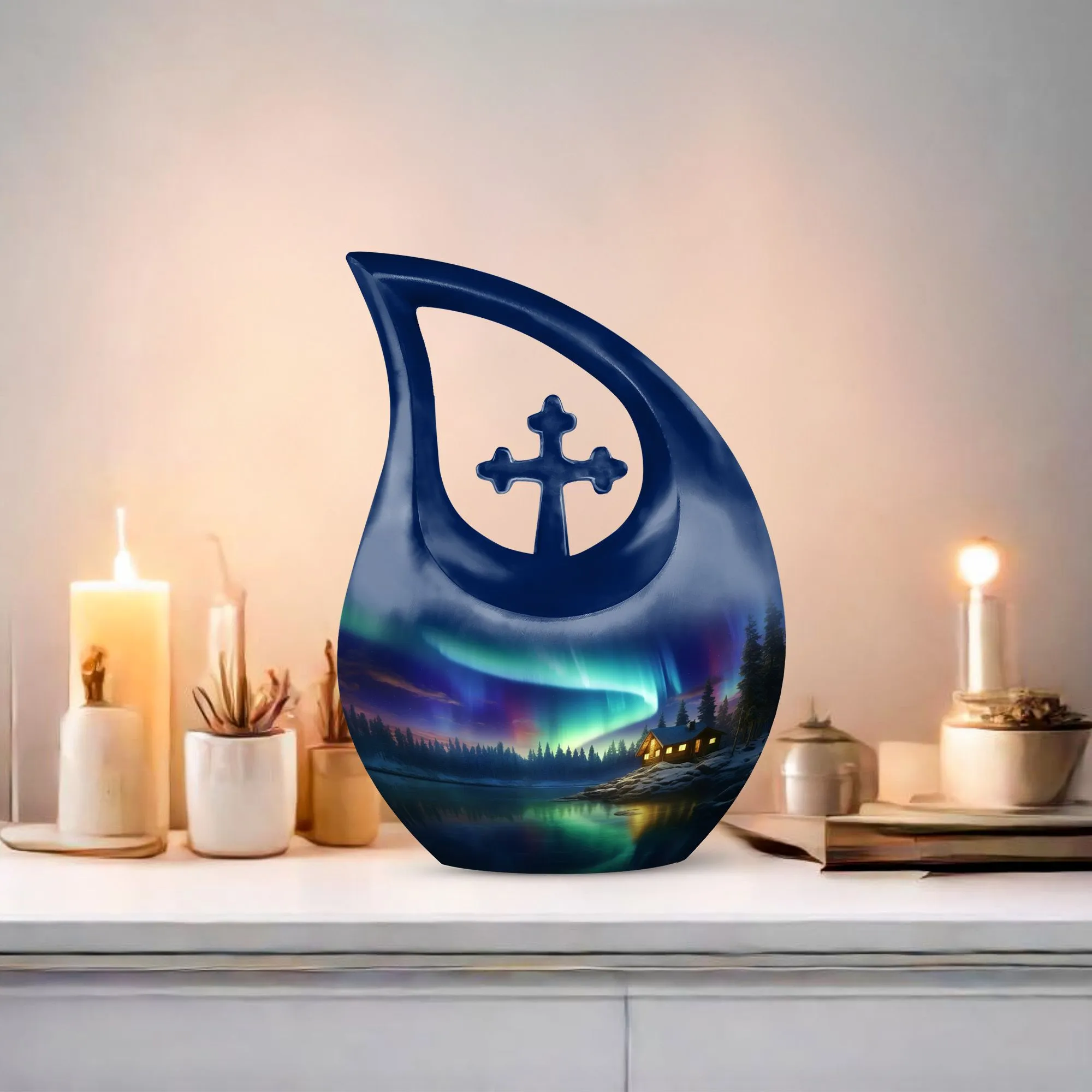 Aurora Urn: Elegant Cross Drop Design Urn for Adult Burials