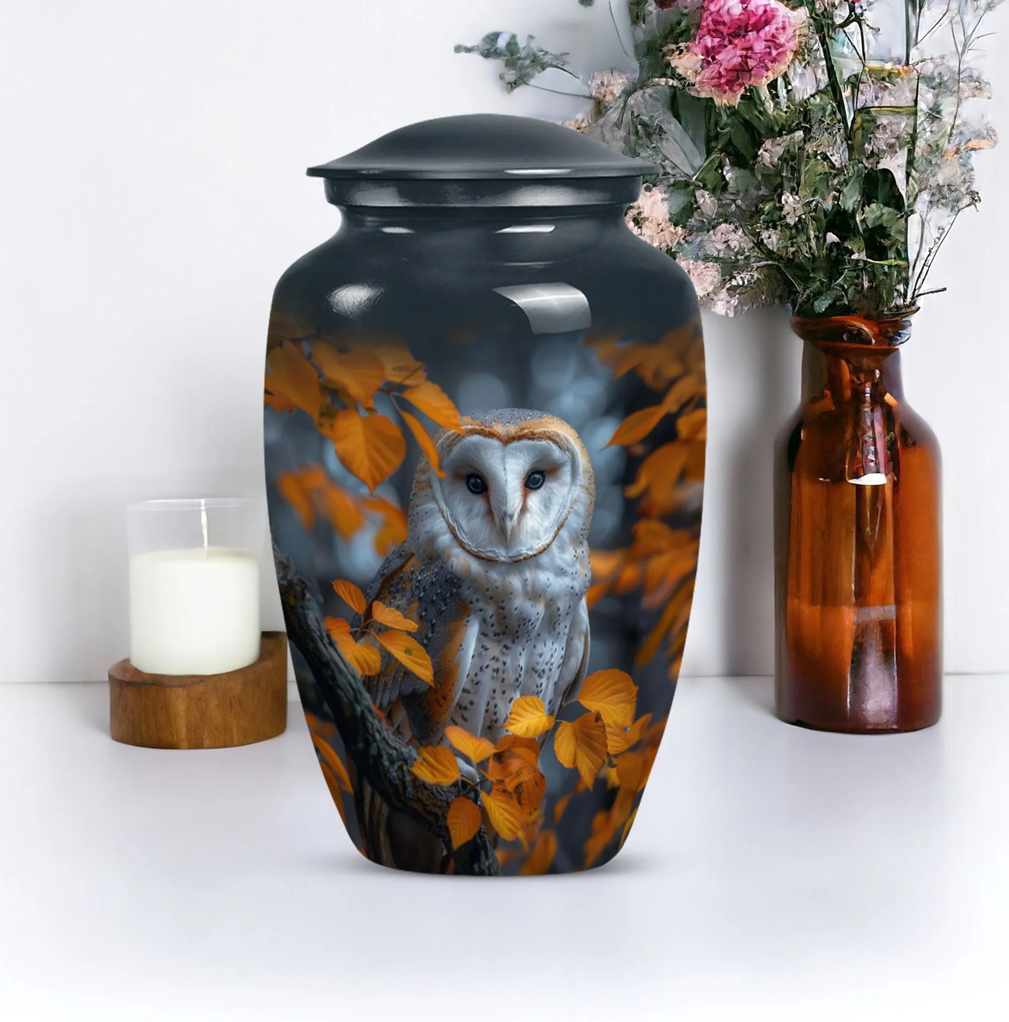Barn Owl Urn - Exquisite Memorial Ashes Keeper for Adults