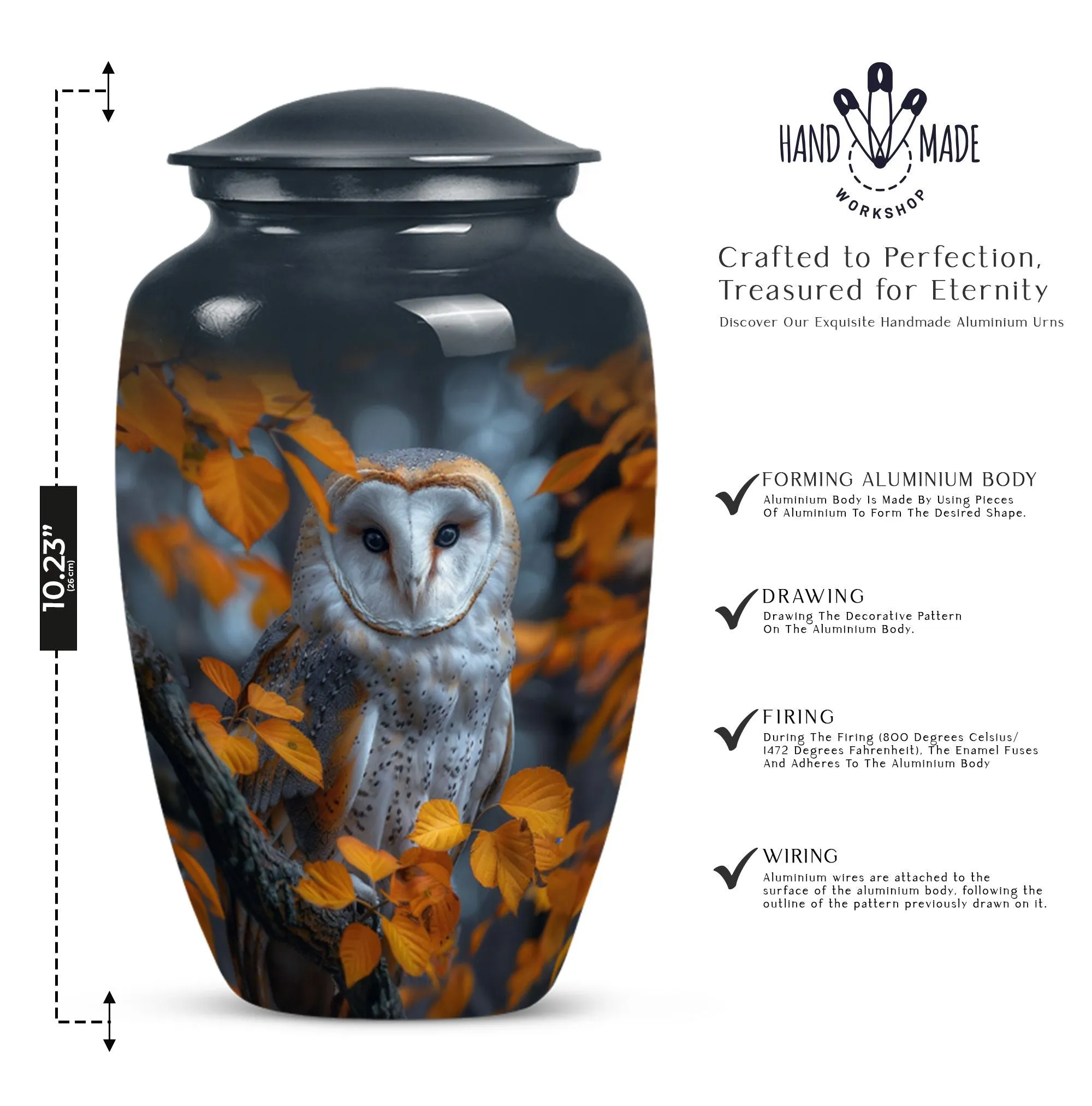 Barn Owl Urn - Exquisite Memorial Ashes Keeper for Adults