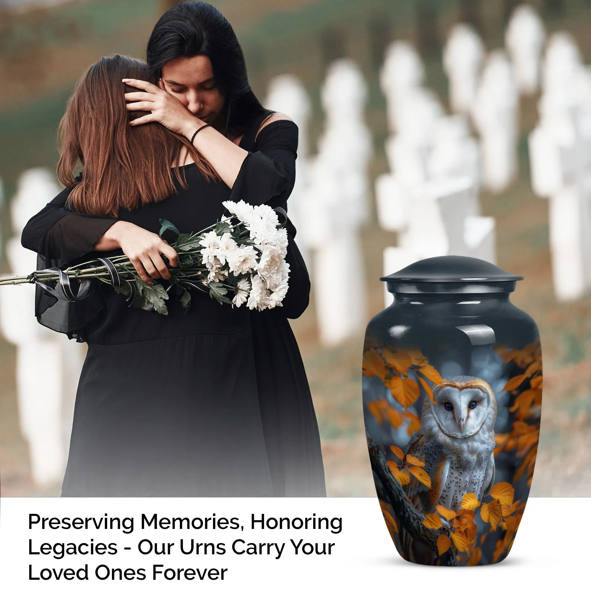 Barn Owl Urn - Exquisite Memorial Ashes Keeper for Adults