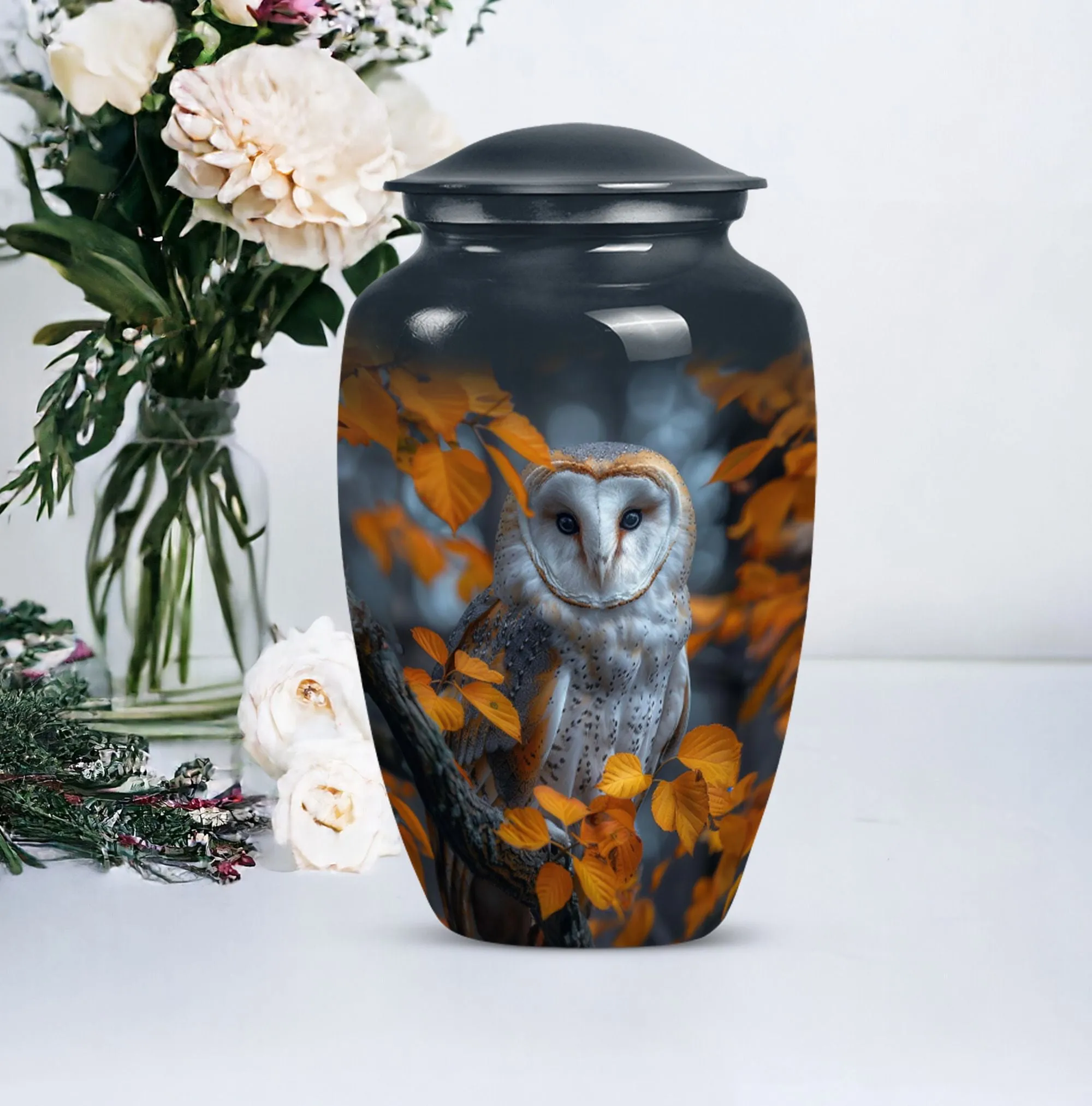 Barn Owl Urn - Exquisite Memorial Ashes Keeper for Adults