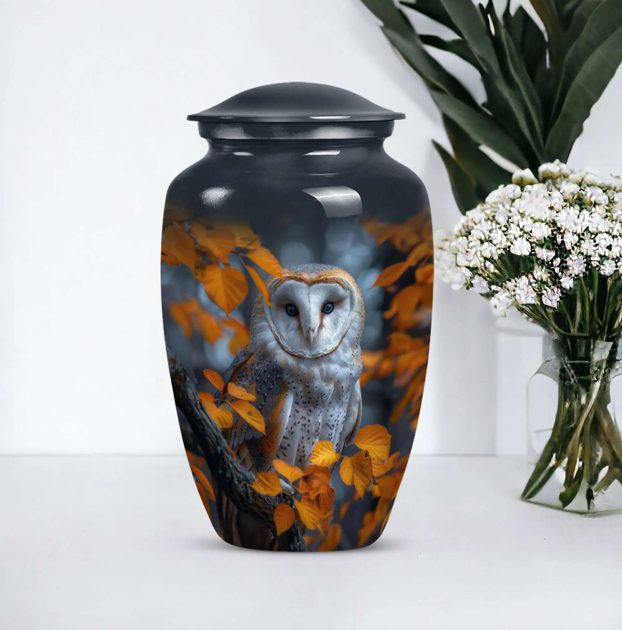 Barn Owl Urn - Exquisite Memorial Ashes Keeper for Adults