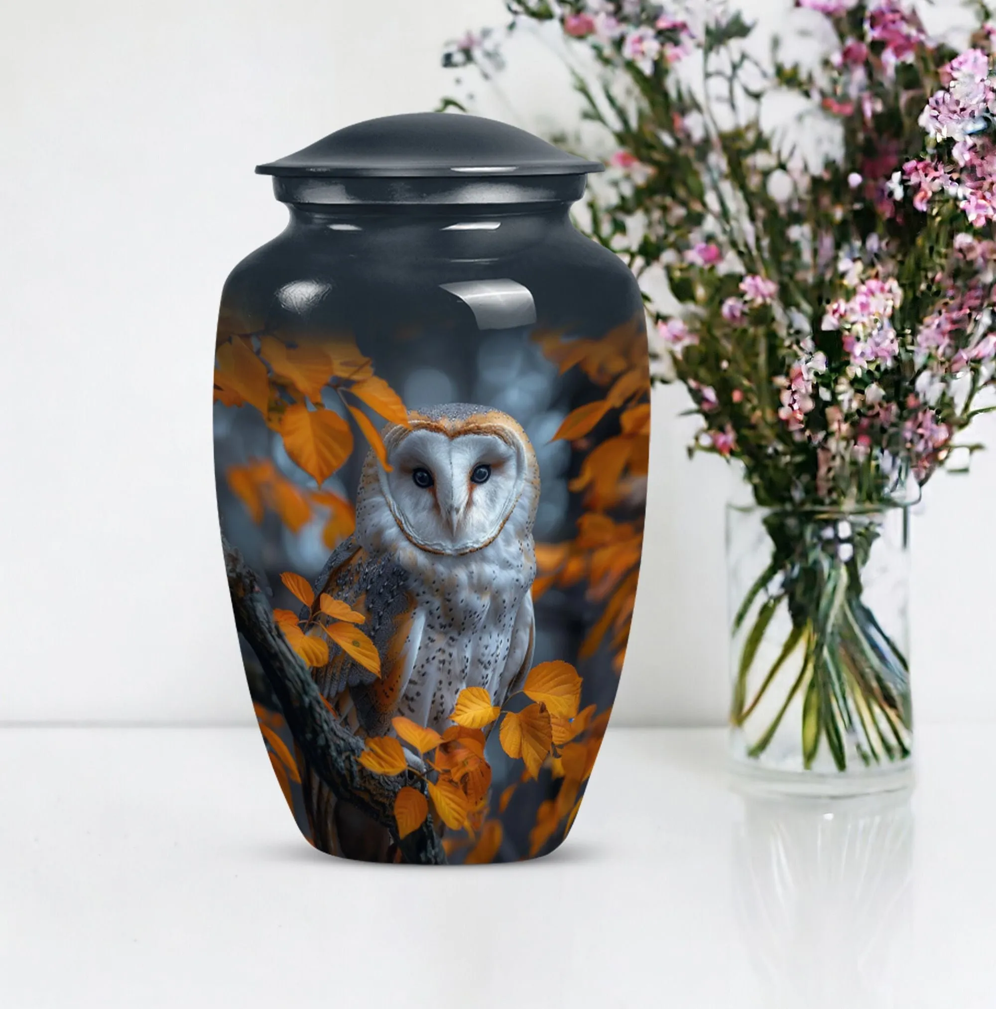 Barn Owl Urn - Exquisite Memorial Ashes Keeper for Adults