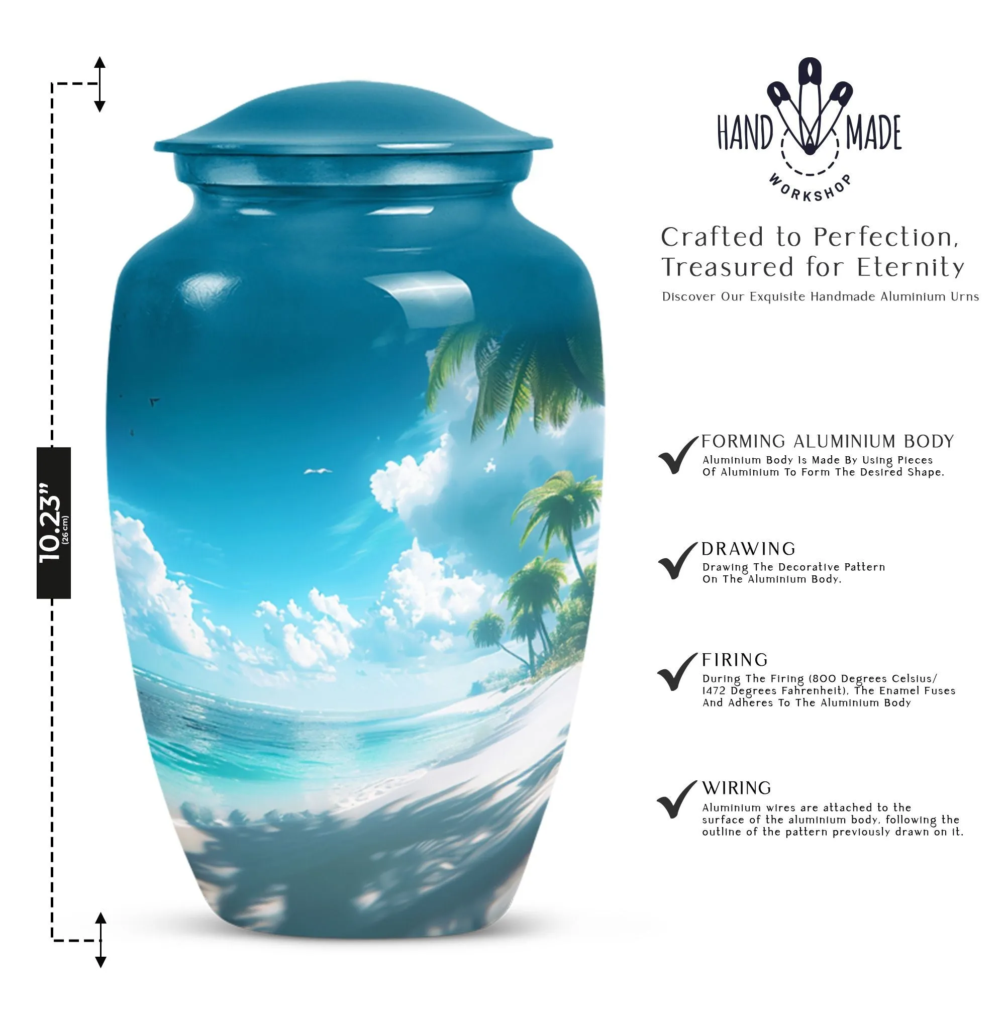 Beach Theme Urn Memorial Masterpiece - Ocean Beach Urn For Ashes
