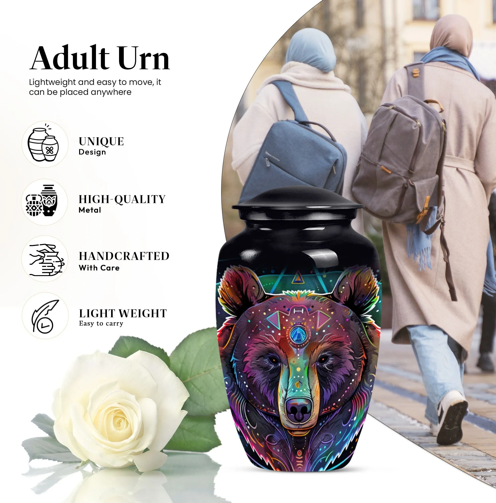 Bear Urn Tribute - Memorial Cremation Container for Ashes