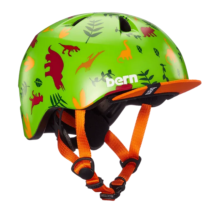 Bern Tigre Helmet with Visor - Youth - Satin Green Dino