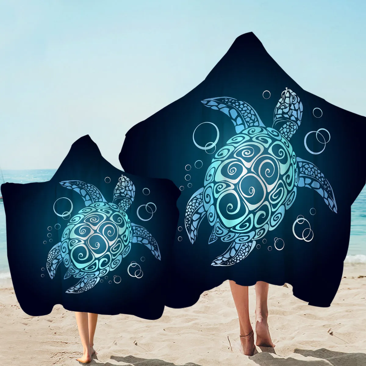 Black Turtle Twist Hooded Towel