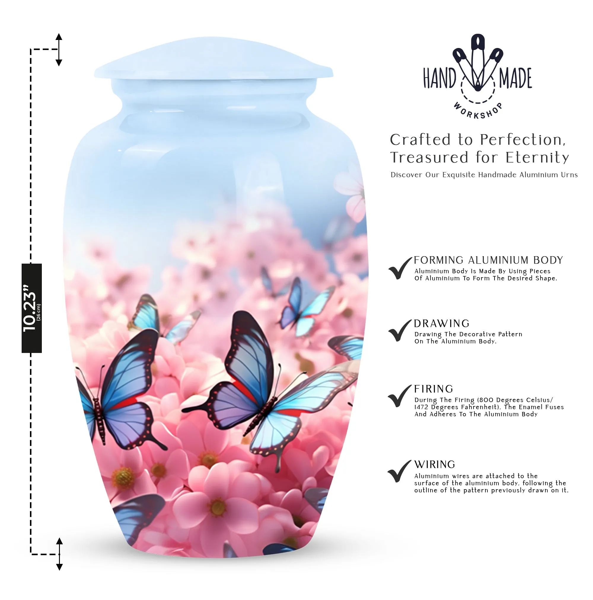 Blue Butterfly Urns For Ashes Size 10inch