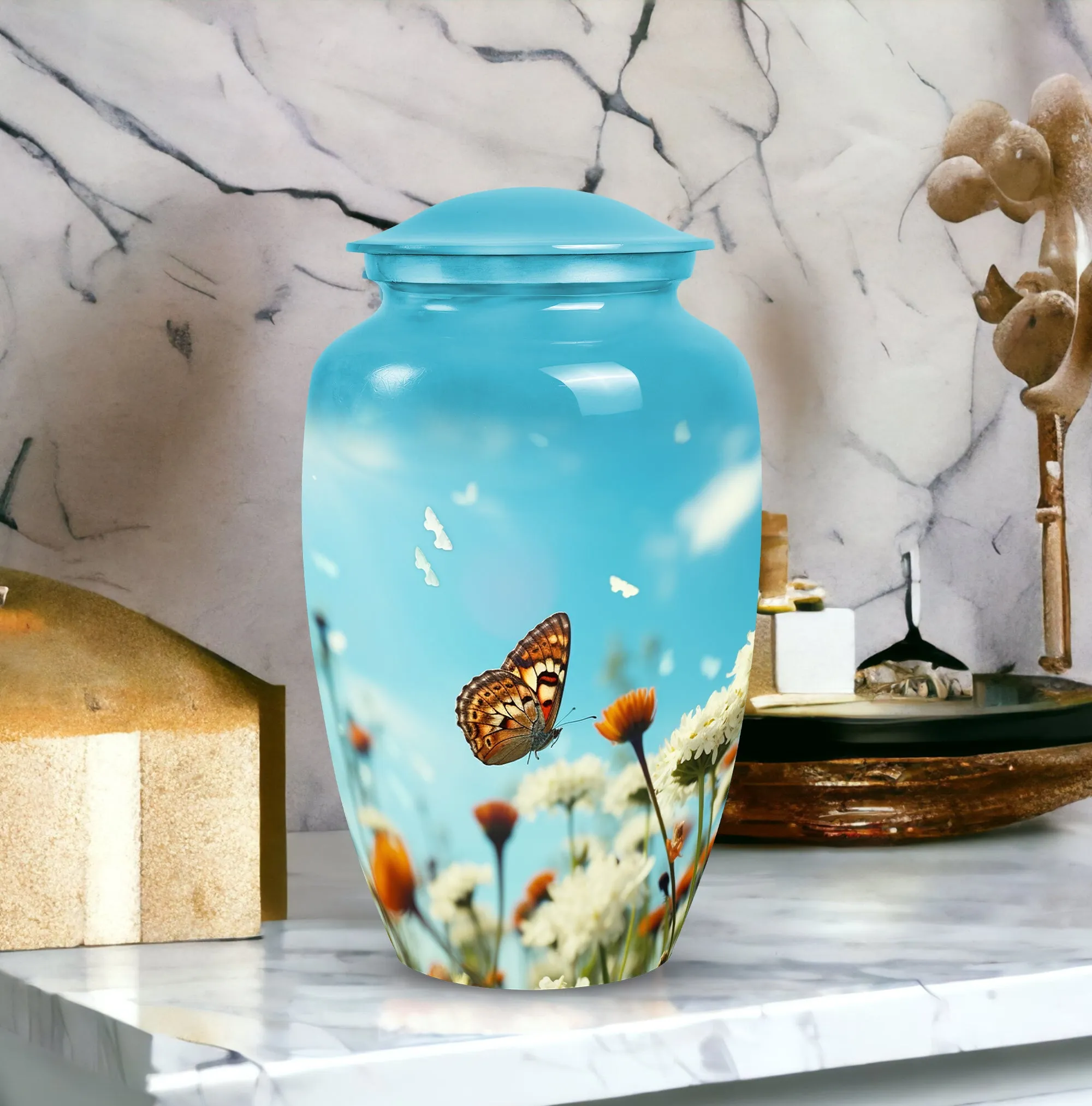 Blue Butterfly Urns For Human Ashes Size 10inch