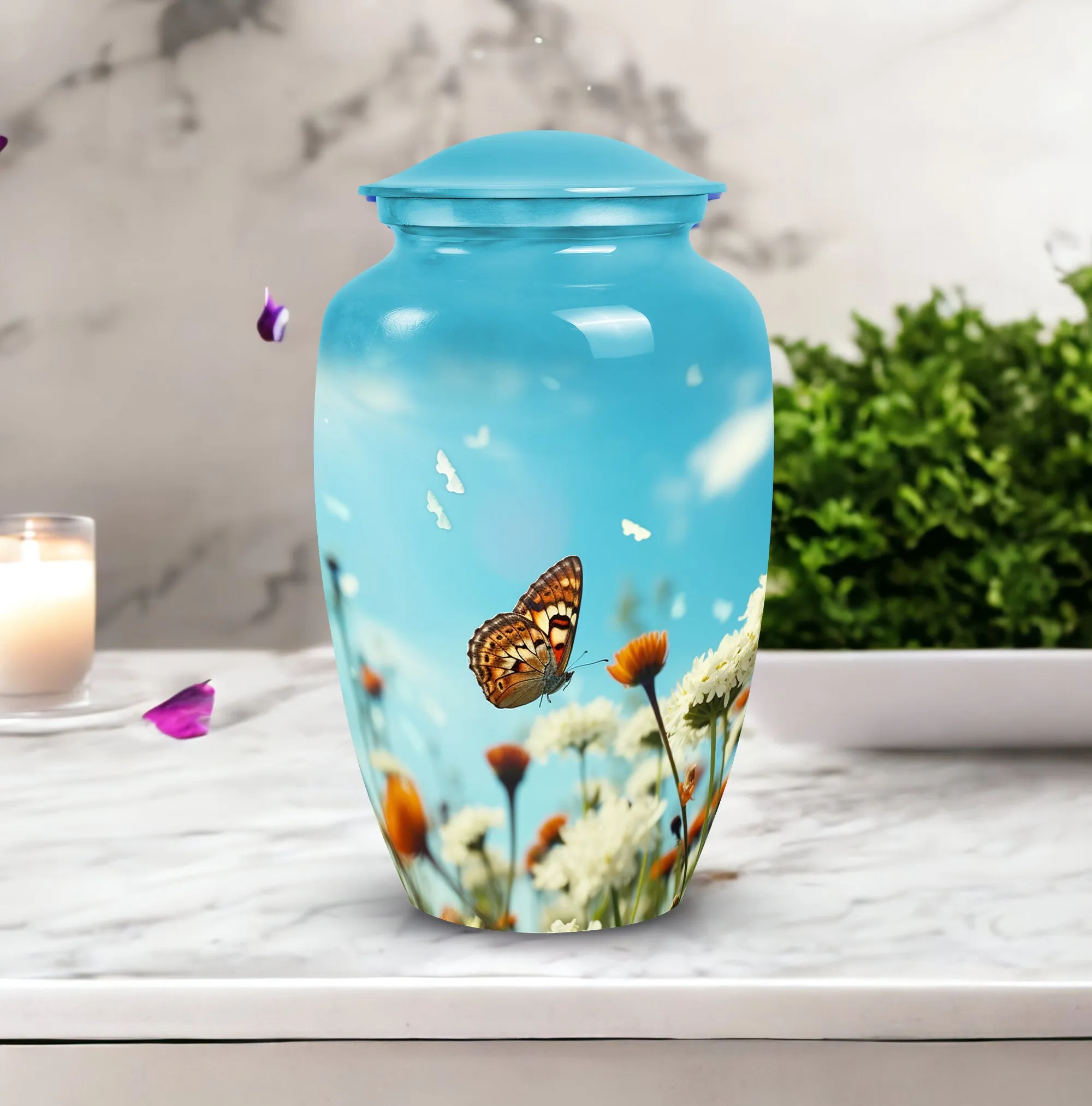 Blue Butterfly Urns For Human Ashes Size 10inch