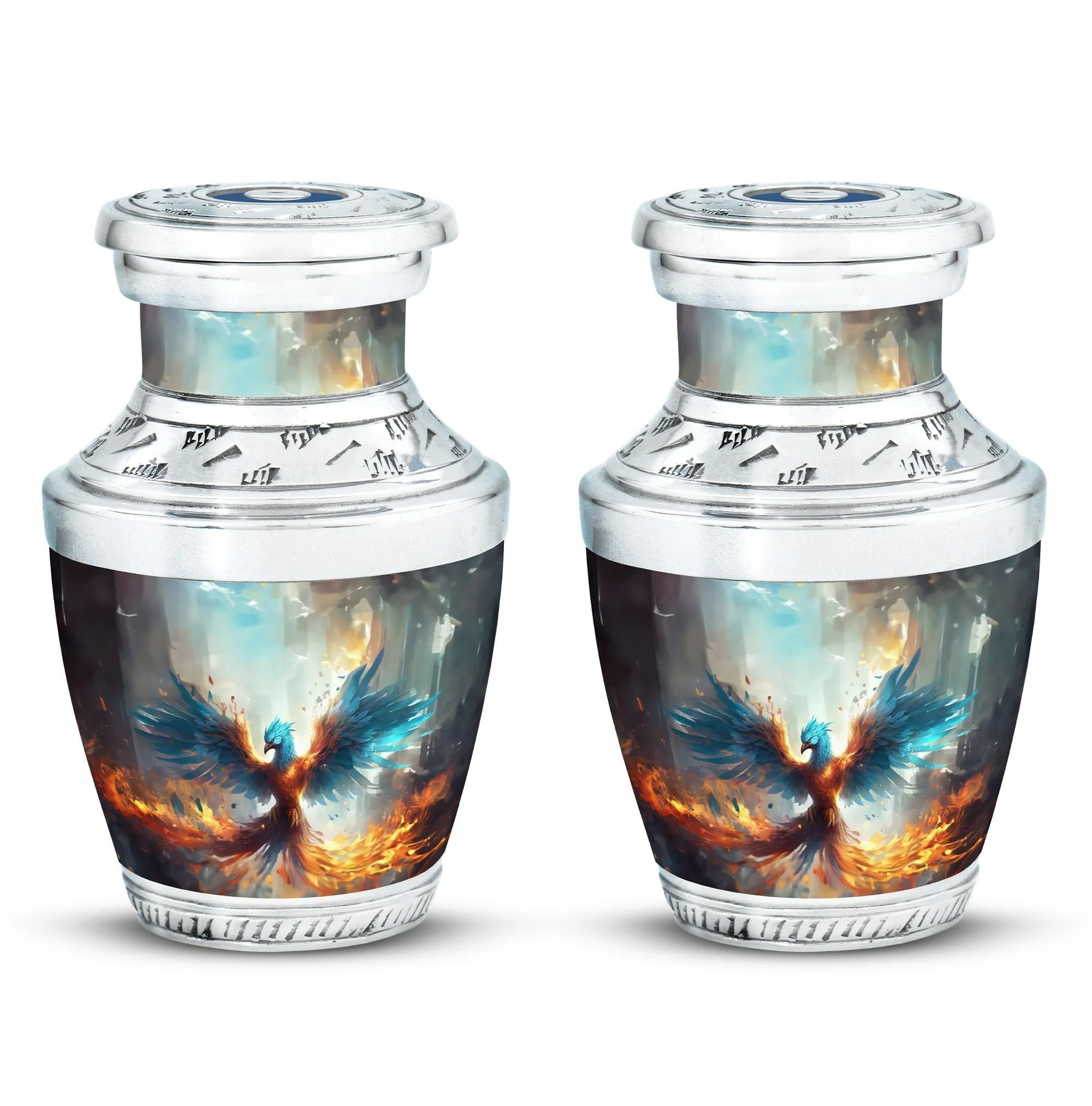 Blue Phoenix Elegance - Cremation Urn for Adults Large Size