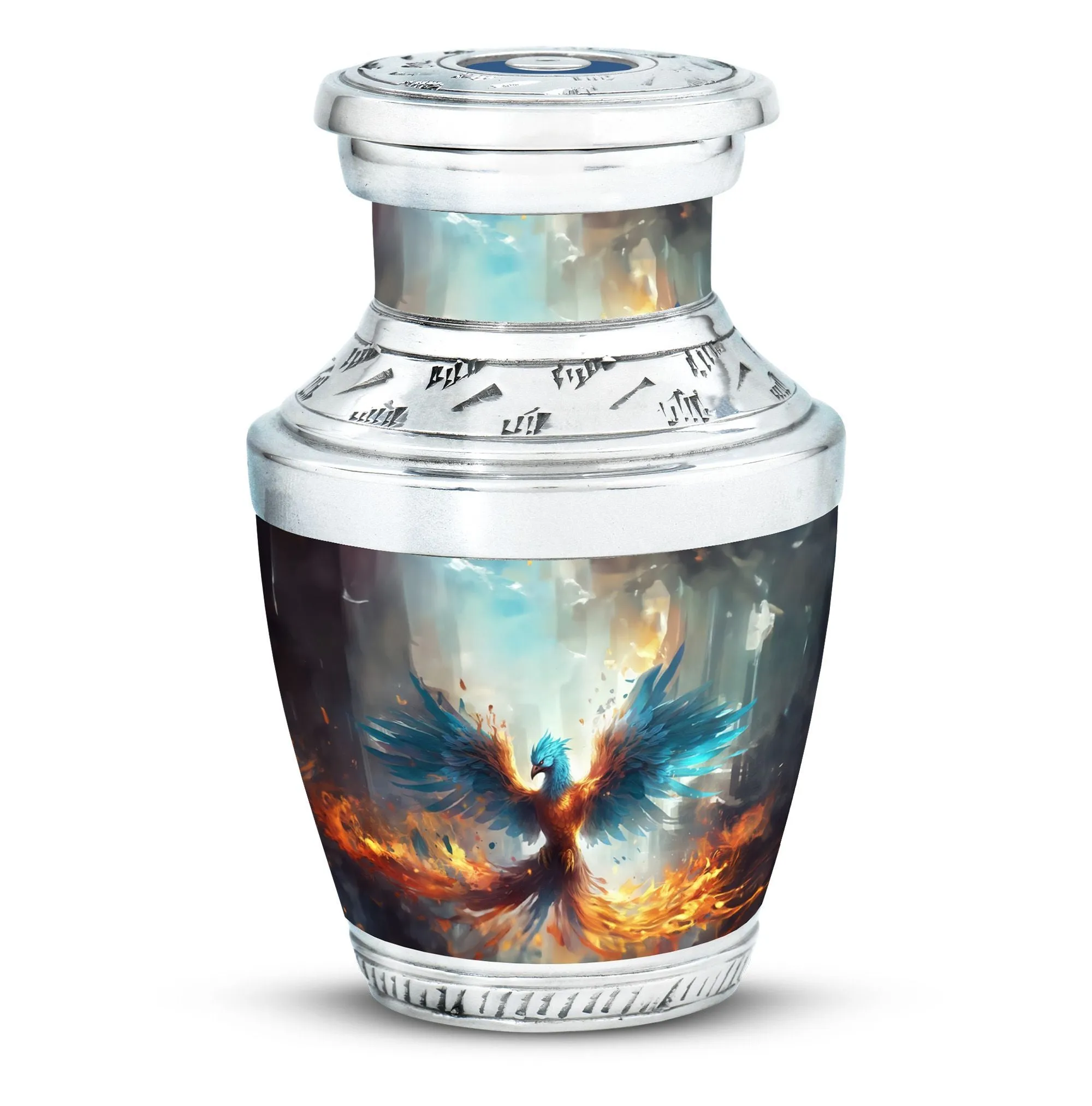 Blue Phoenix Elegance - Cremation Urn for Adults Large Size