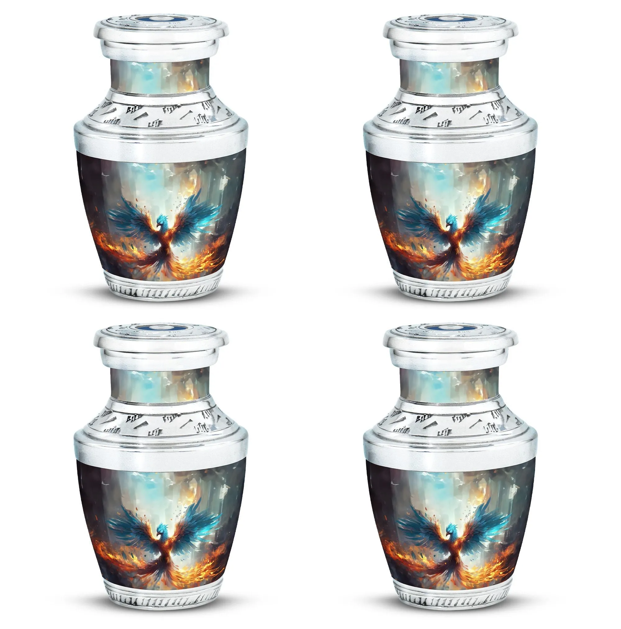 Blue Phoenix Elegance - Cremation Urn for Adults Large Size