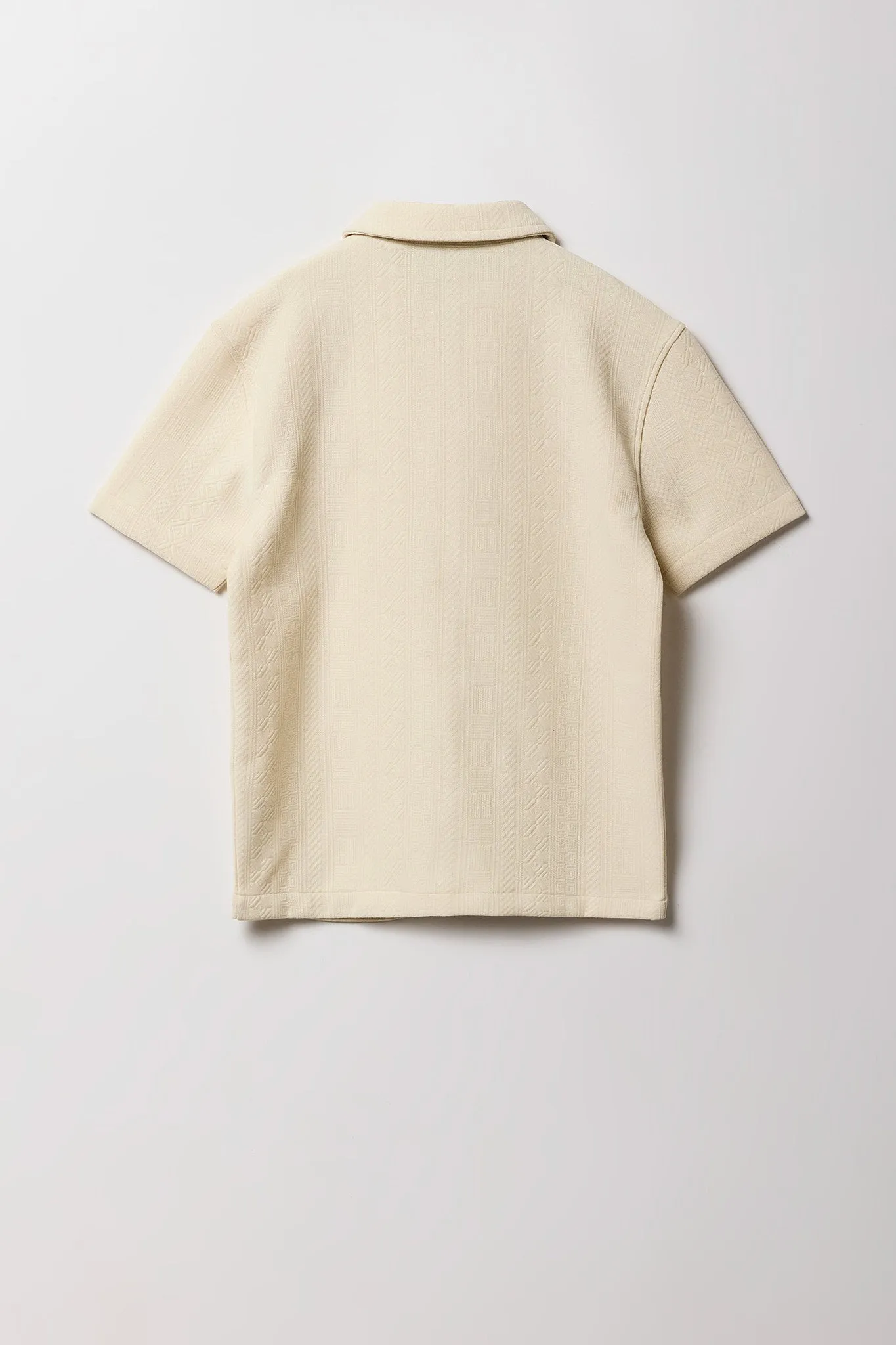 Boys Geo Textured Button-Up Boxy Top