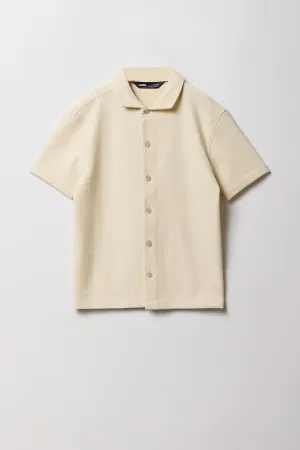 Boys Geo Textured Button-Up Boxy Top
