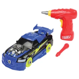 Build and Play Race Car Set with Lights, Sounds, and Power Screwdriver | 26-Piece Toy