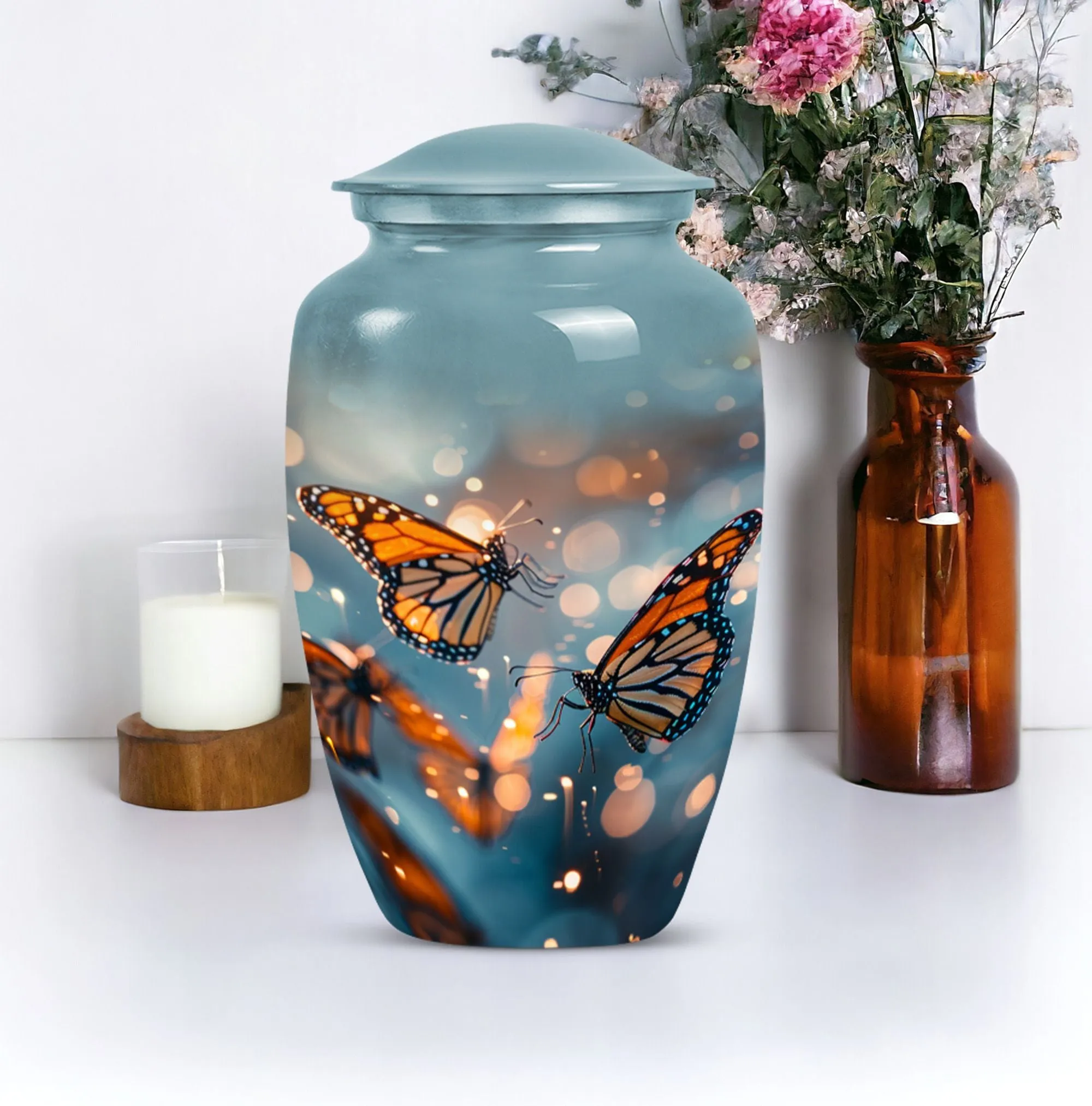 Butterfly Ascendance: Abstract-Themed Large Memorial Human Urn