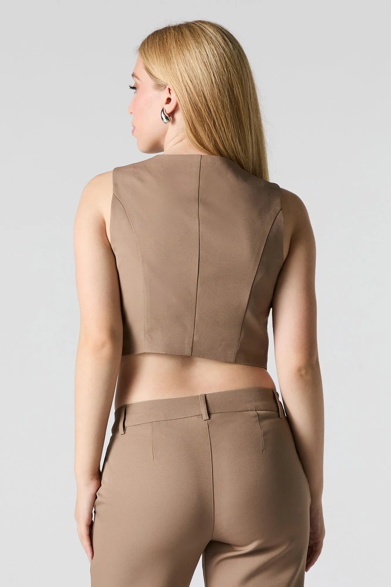 Button Front Cropped Vest