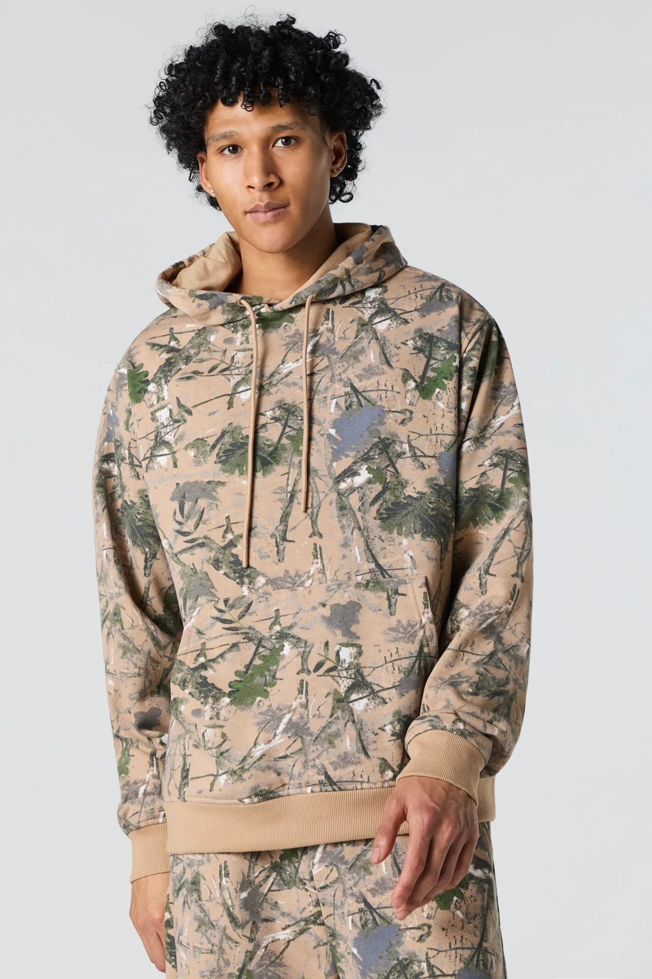 Camo Print Fleece Hoodie