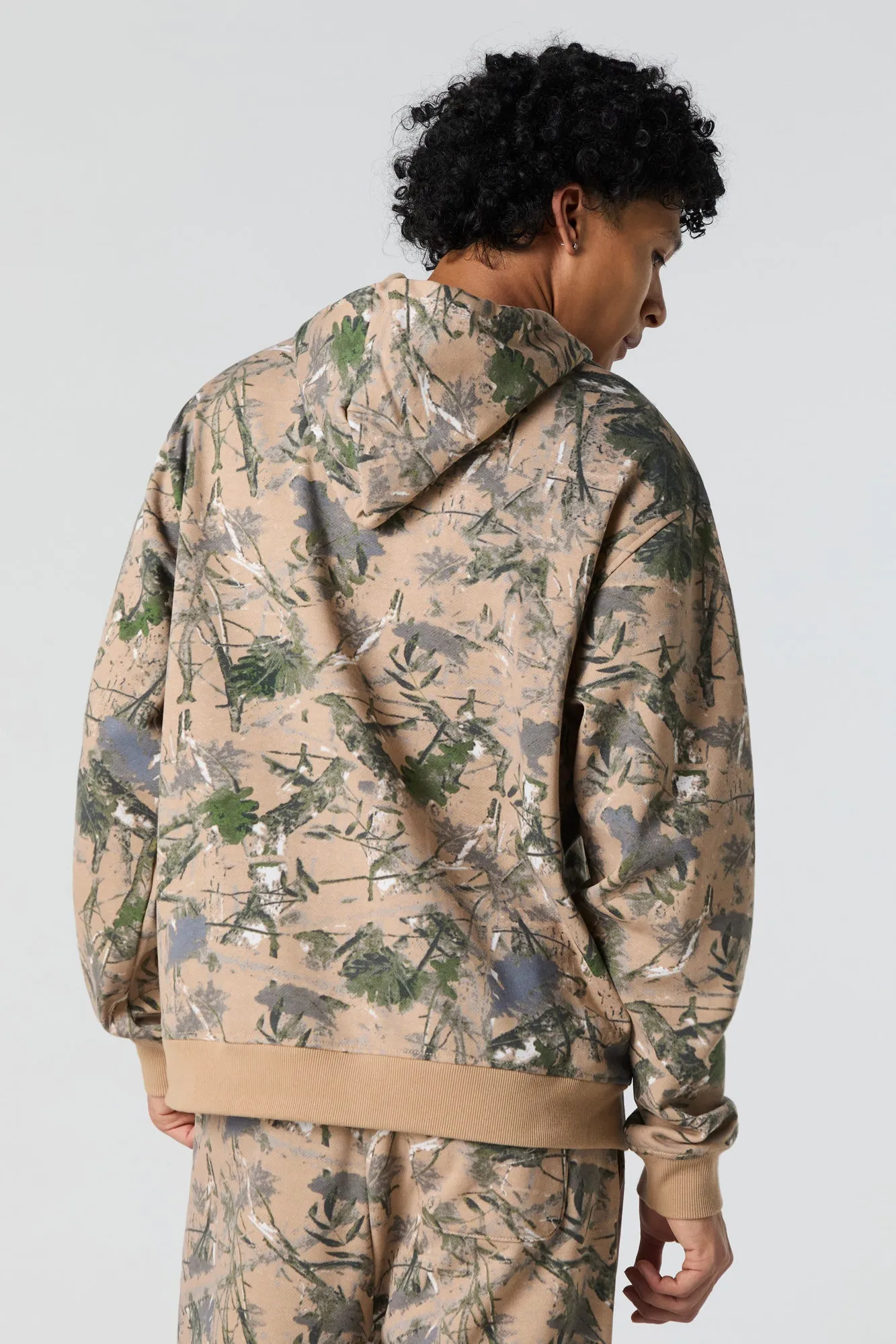 Camo Print Fleece Hoodie