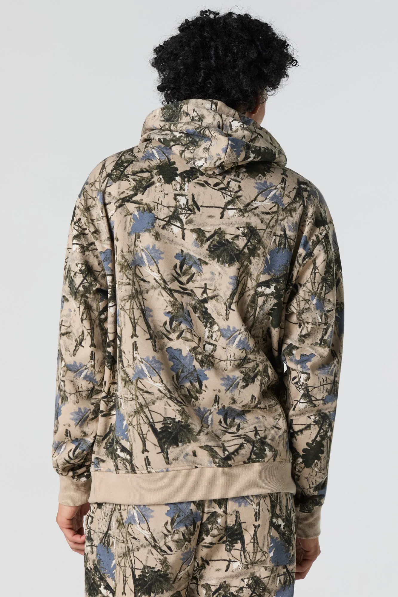 Camo Print Fleece Hoodie