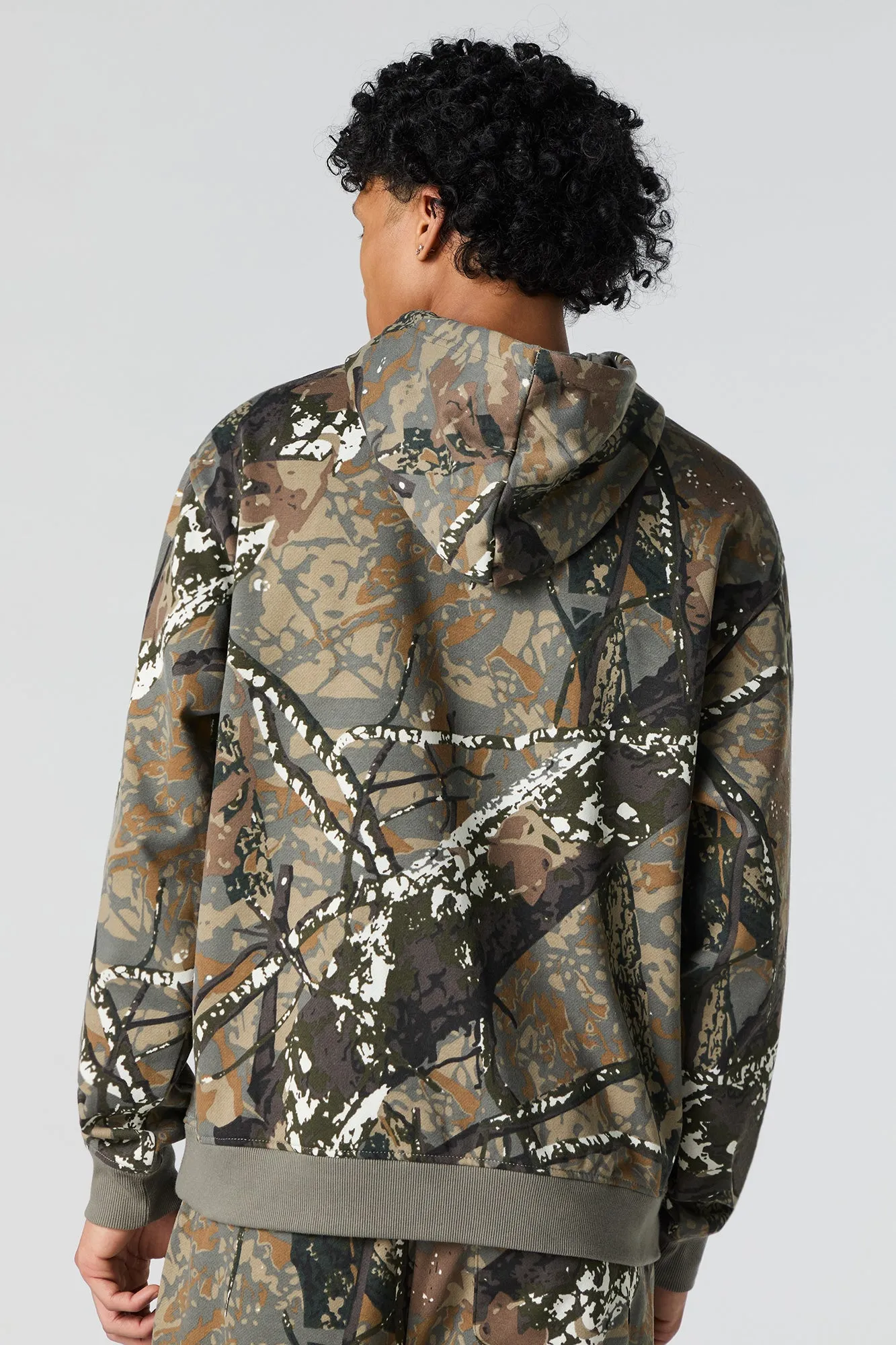 Camo Print Fleece Hoodie