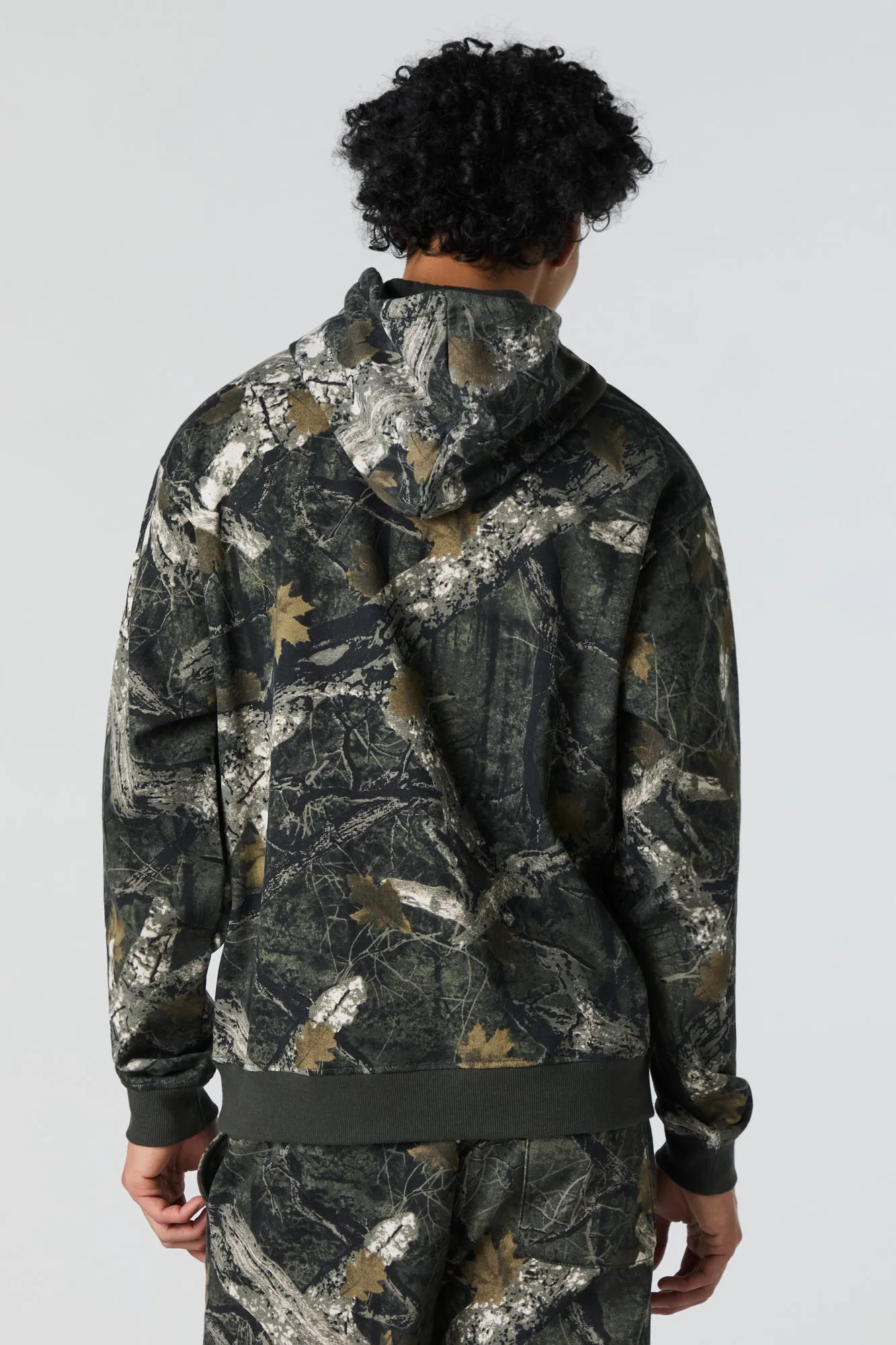 Camo Print Fleece Hoodie