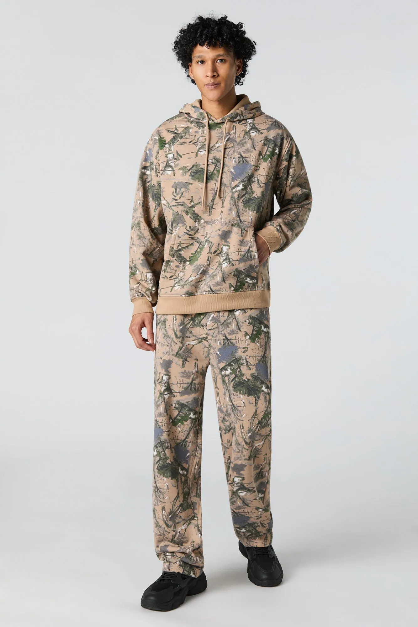 Camo Print Fleece Hoodie