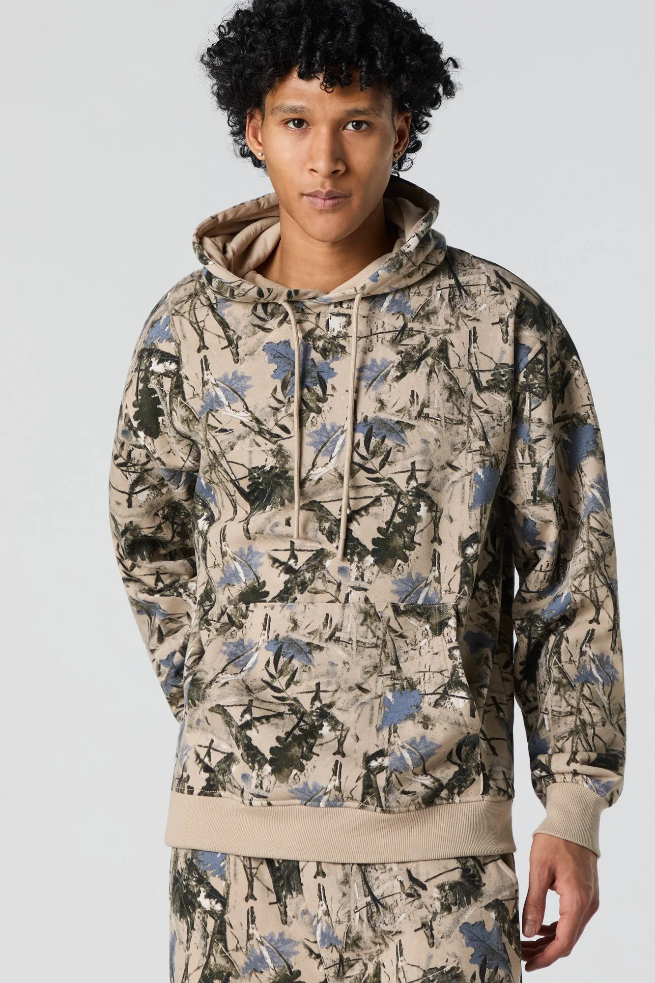 Camo Print Fleece Hoodie