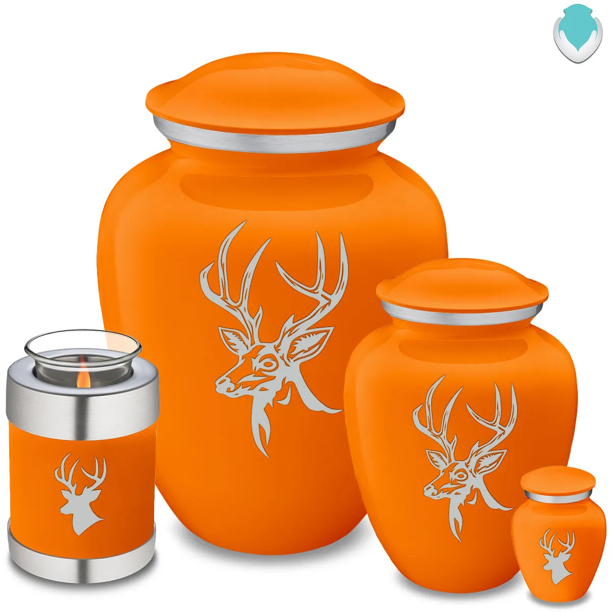 Candle Holder Embrace Burnt Orange Deer Cremation Urn