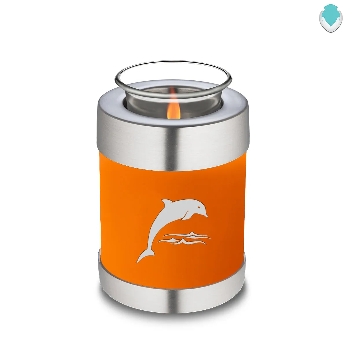 Candle Holder Embrace Burnt Orange Dolphins Cremation Urn