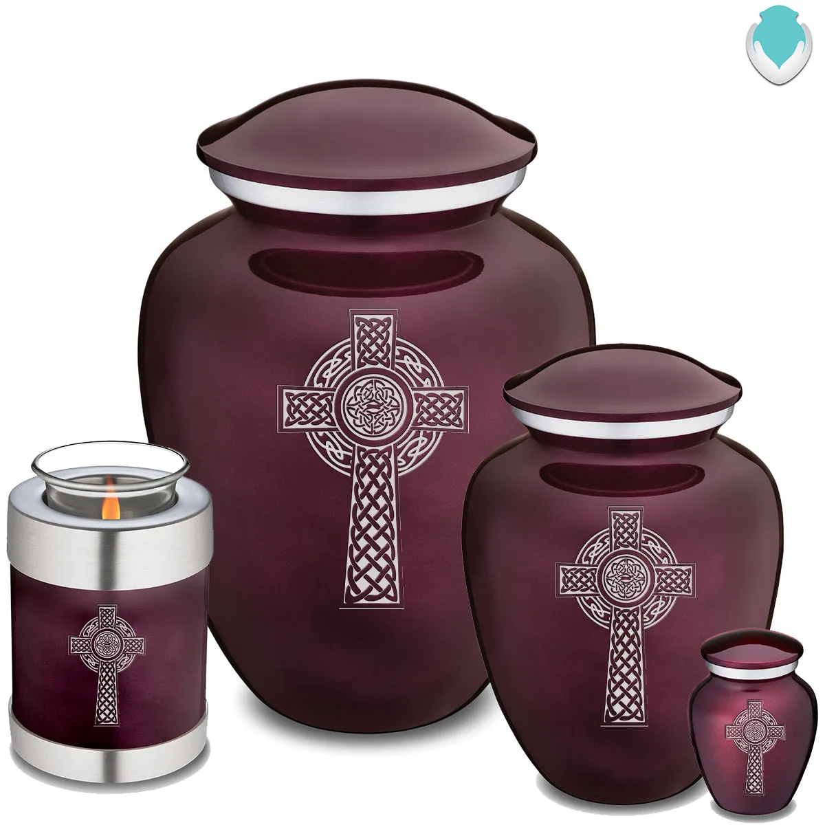 Candle Holder Embrace Cherry Purple Celtic Cross Cremation Urn