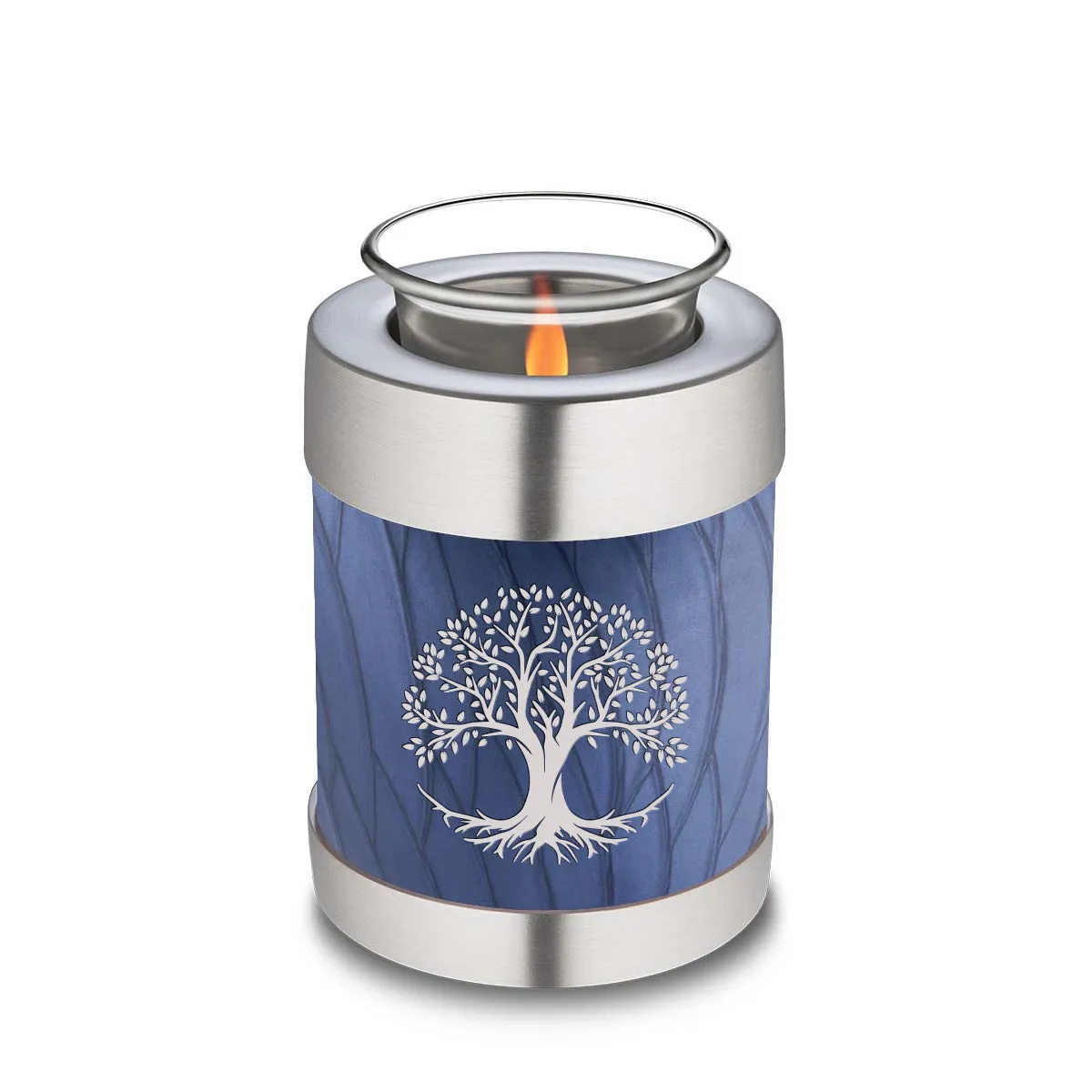 Candle Holder Embrace Pearl Cobalt Blue Tree of Life Cremation Urn